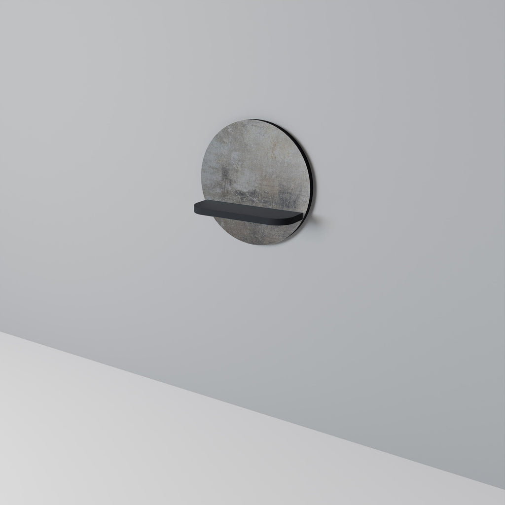 Étagère d'art ronde en béton avec finition noire
