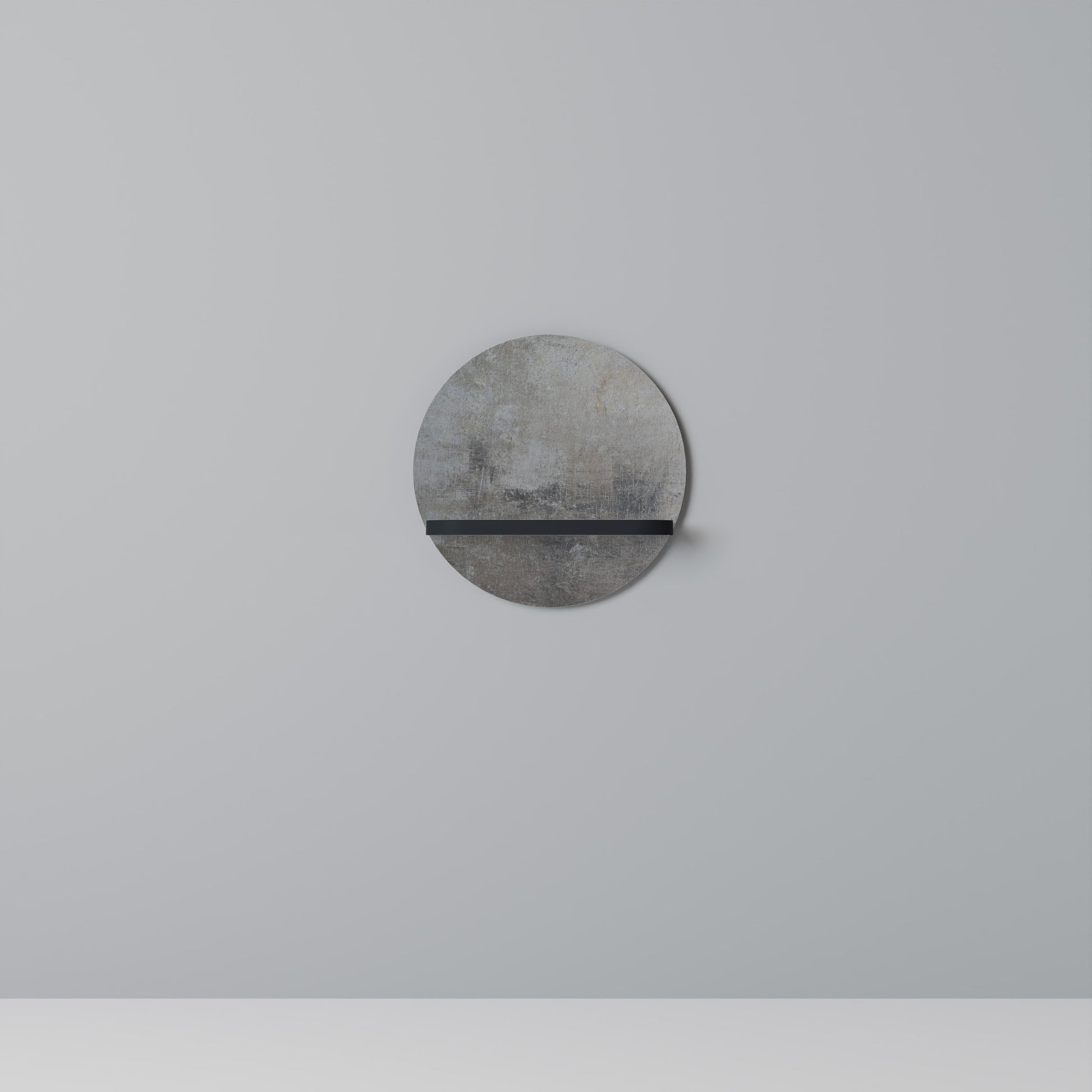 Étagère d'art ronde en béton avec finition noire