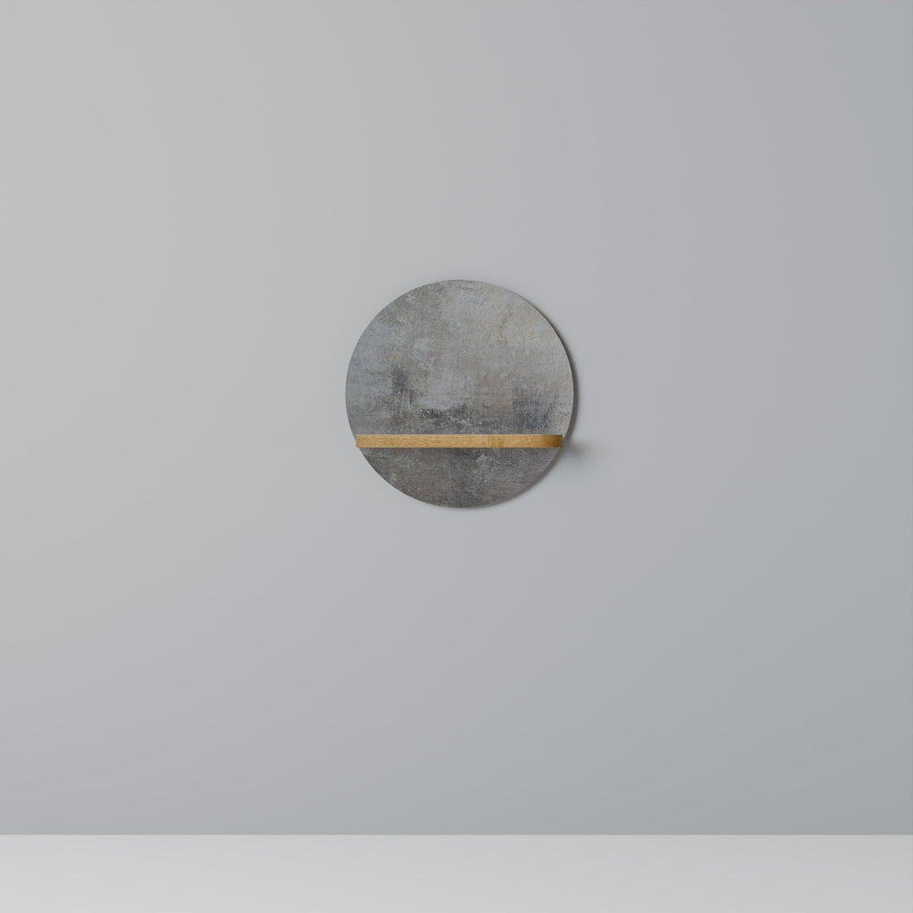 Étagère d'art ronde en béton effet chêne