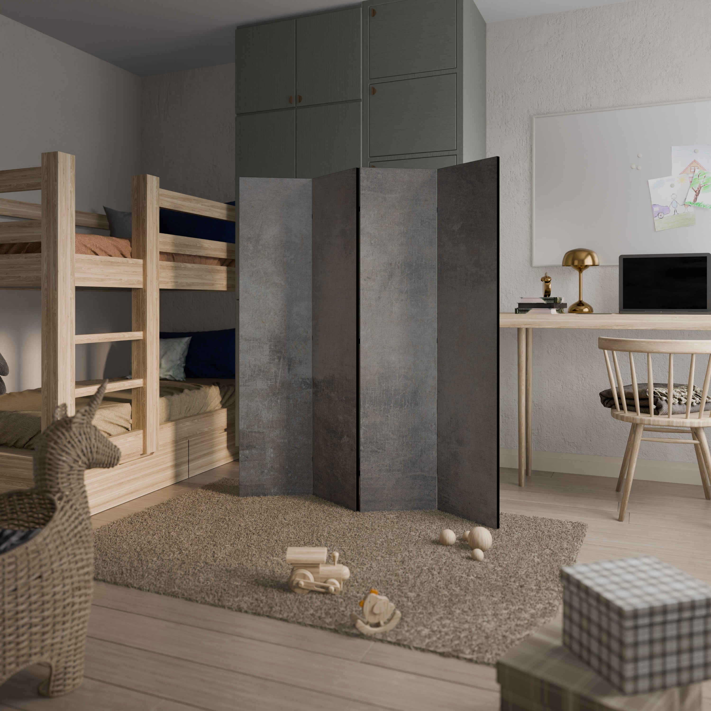 CONCRETE WALL 4-Panel Room Divider