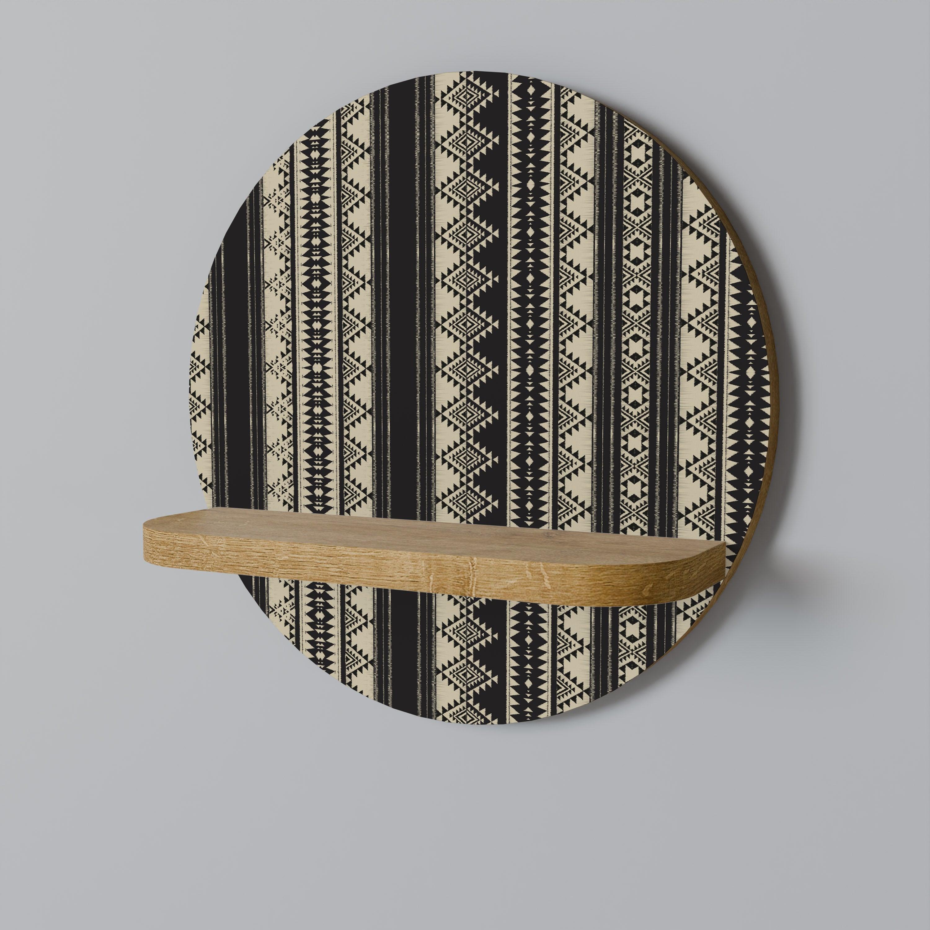 Étagère d'art ronde AZTEC effet chêne