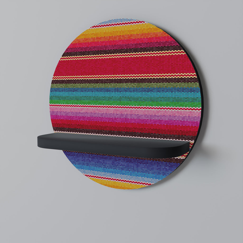 Étagère ronde ethnique mexicaine en finition noire