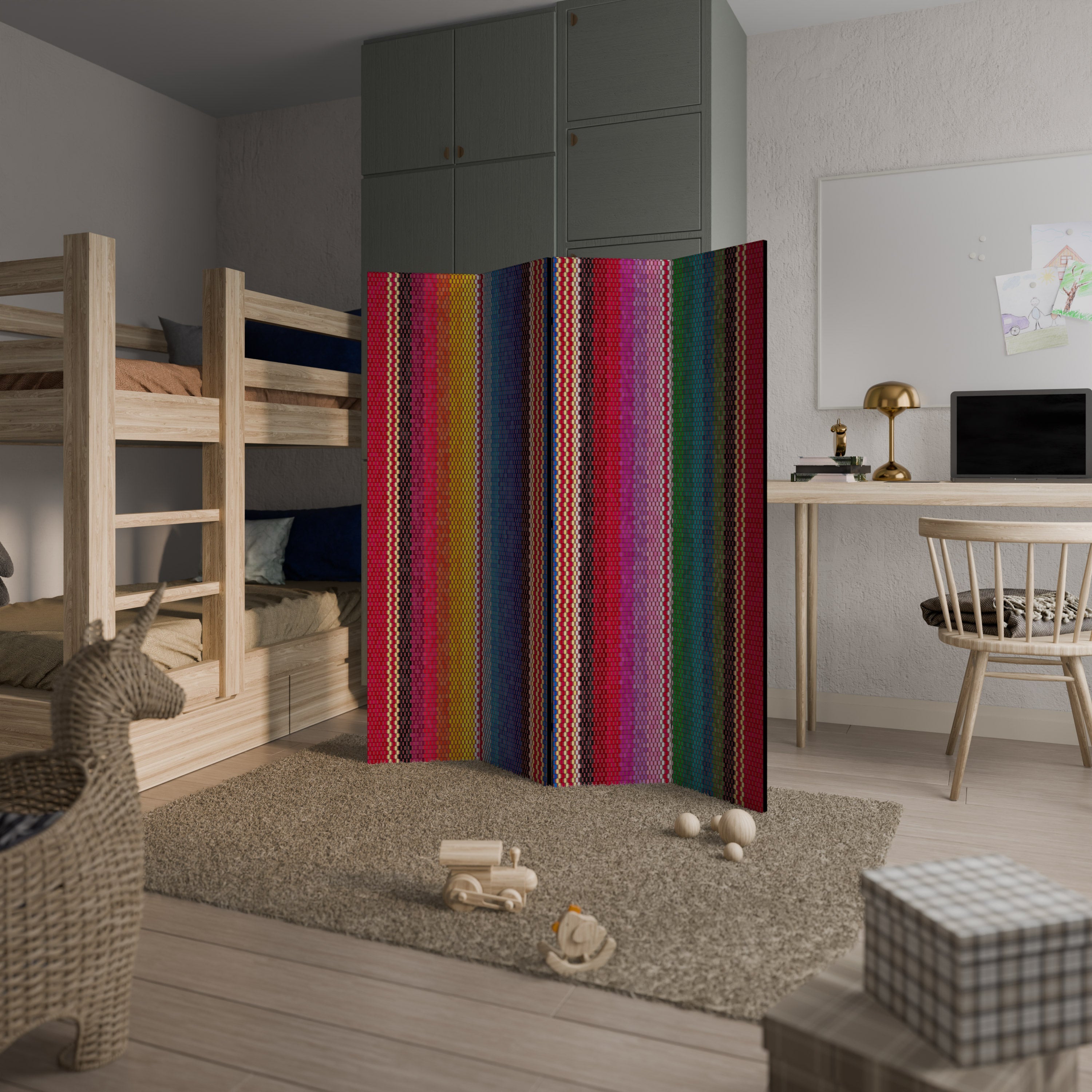 Paravent décoratif à 4 panneaux ETHNIQUE MEXICAIN