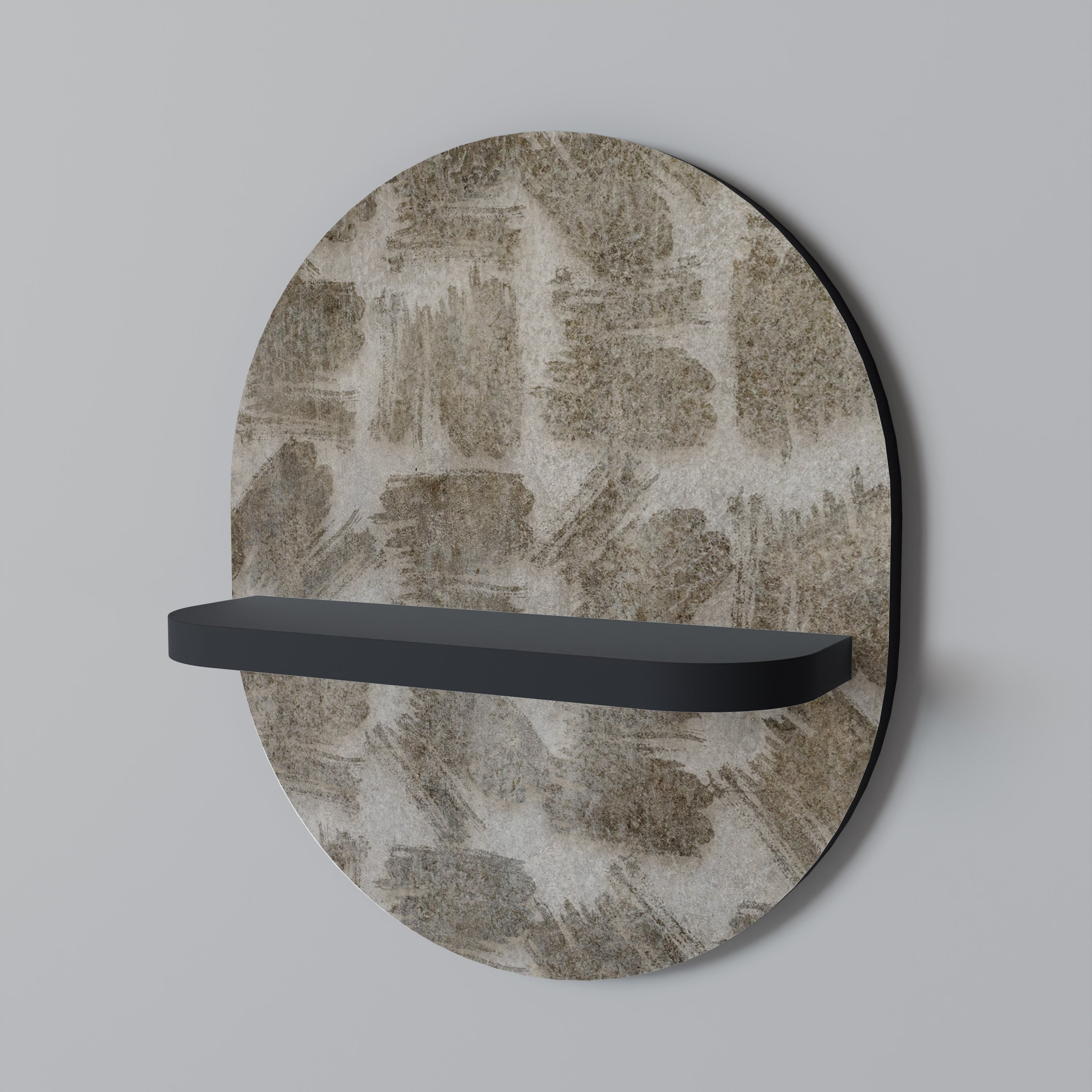 Étagère d'art ovale LÉGÈREMENT FLOUE en finition noire