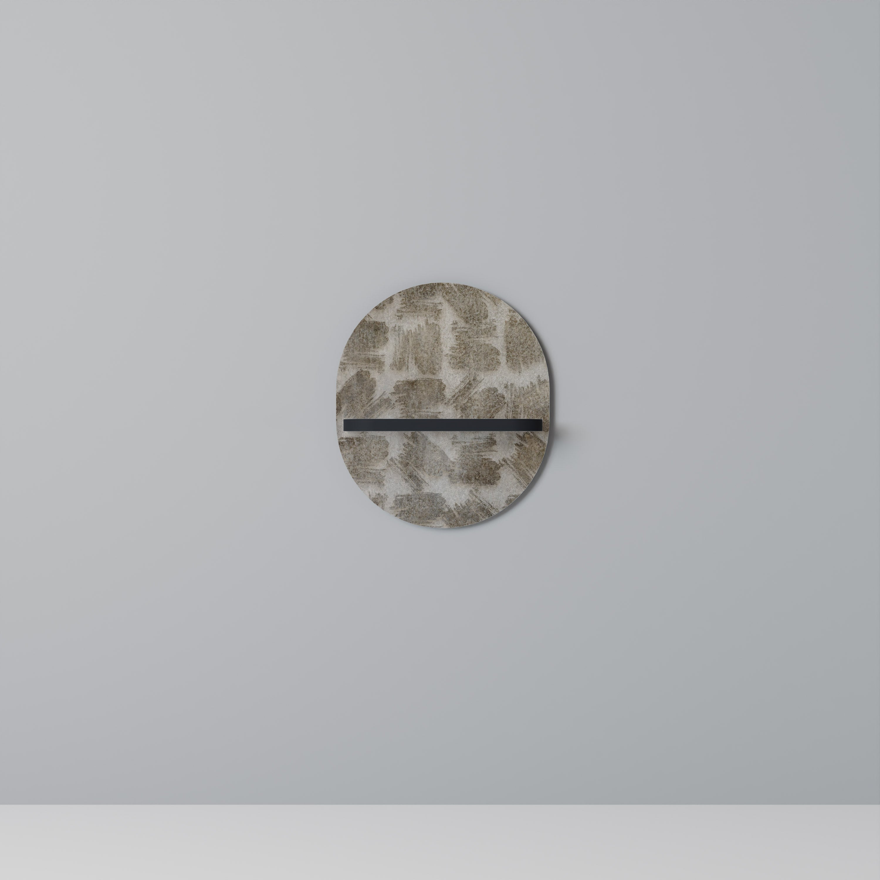 Étagère d'art ovale LÉGÈREMENT FLOUE en finition noire