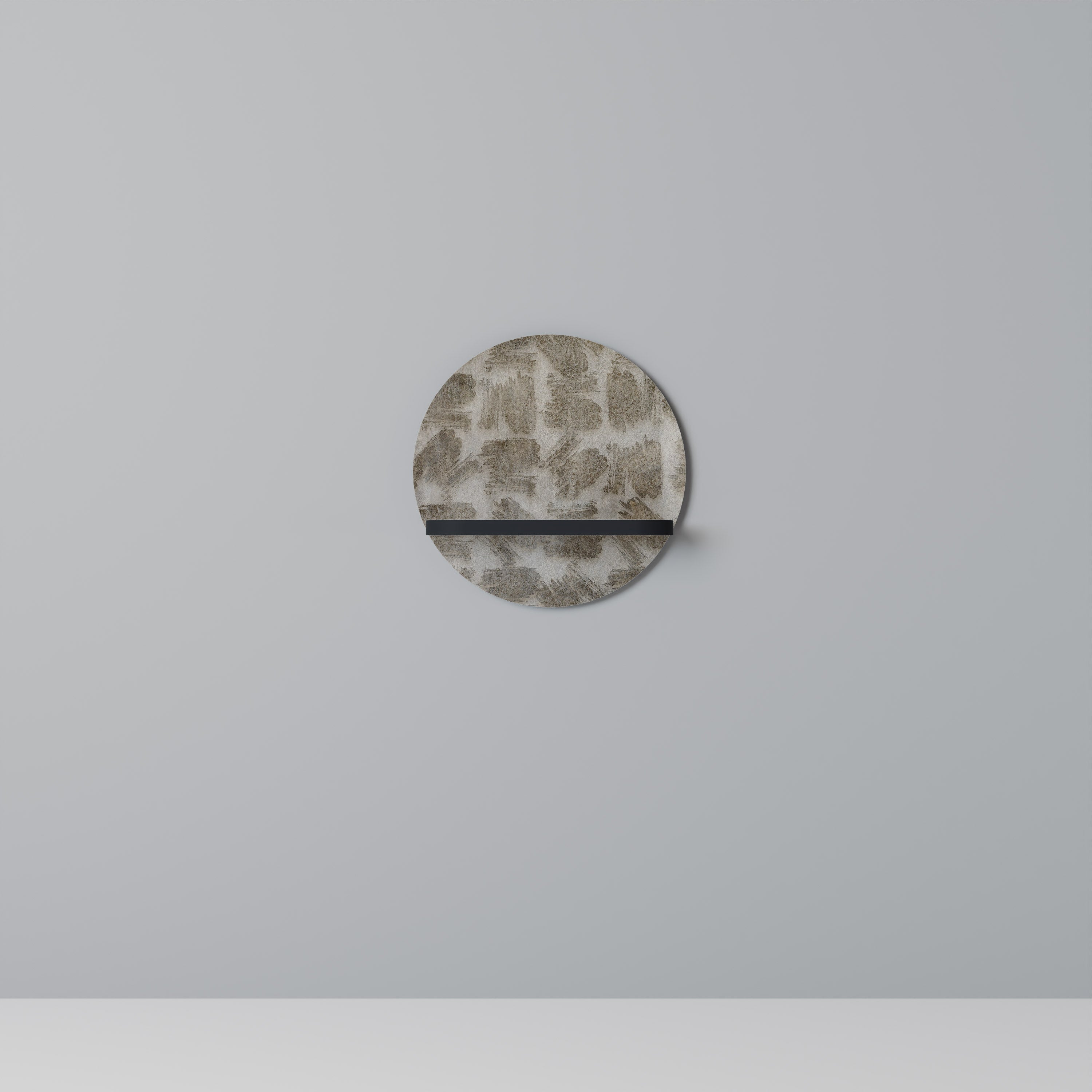 Étagère d'art ronde légèrement floue en finition noire