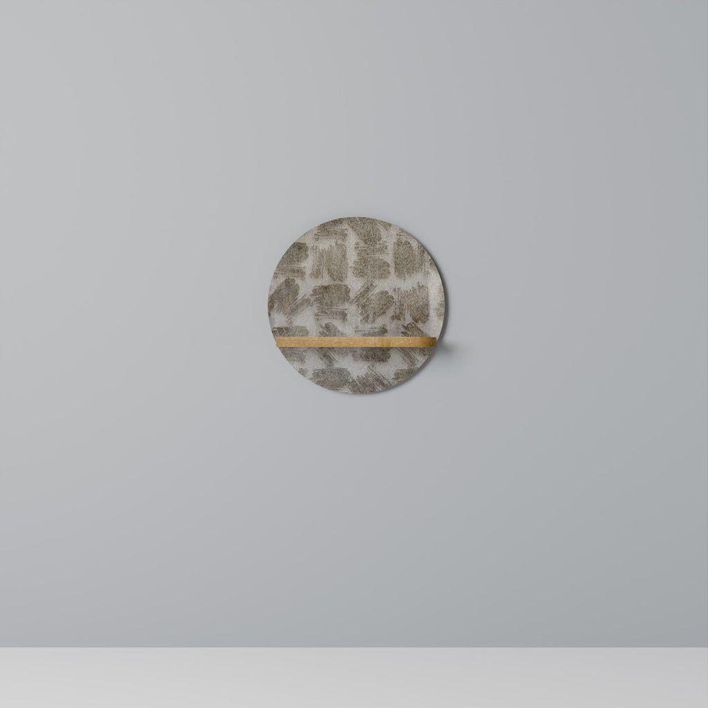 Étagère d'art ronde légèrement floue effet chêne