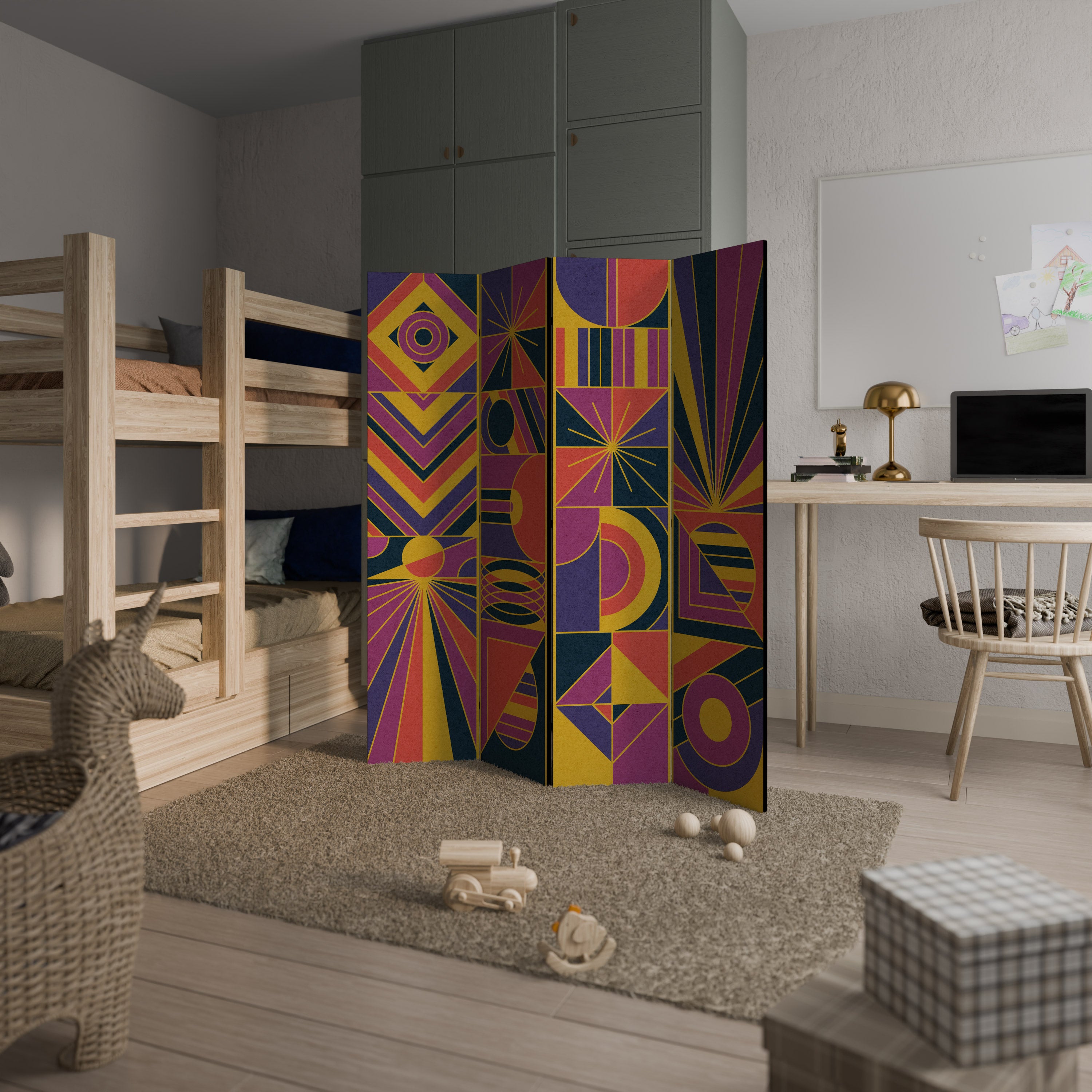 ELECTRIC PATTERNS 4-Panel Room Divider