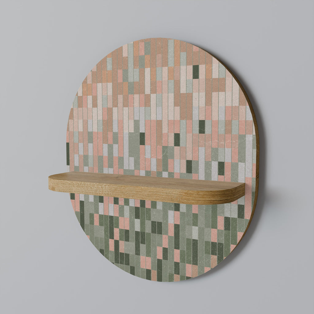 CONSTRUIRE L'AVENIR Étagère d'art ovale effet chêne