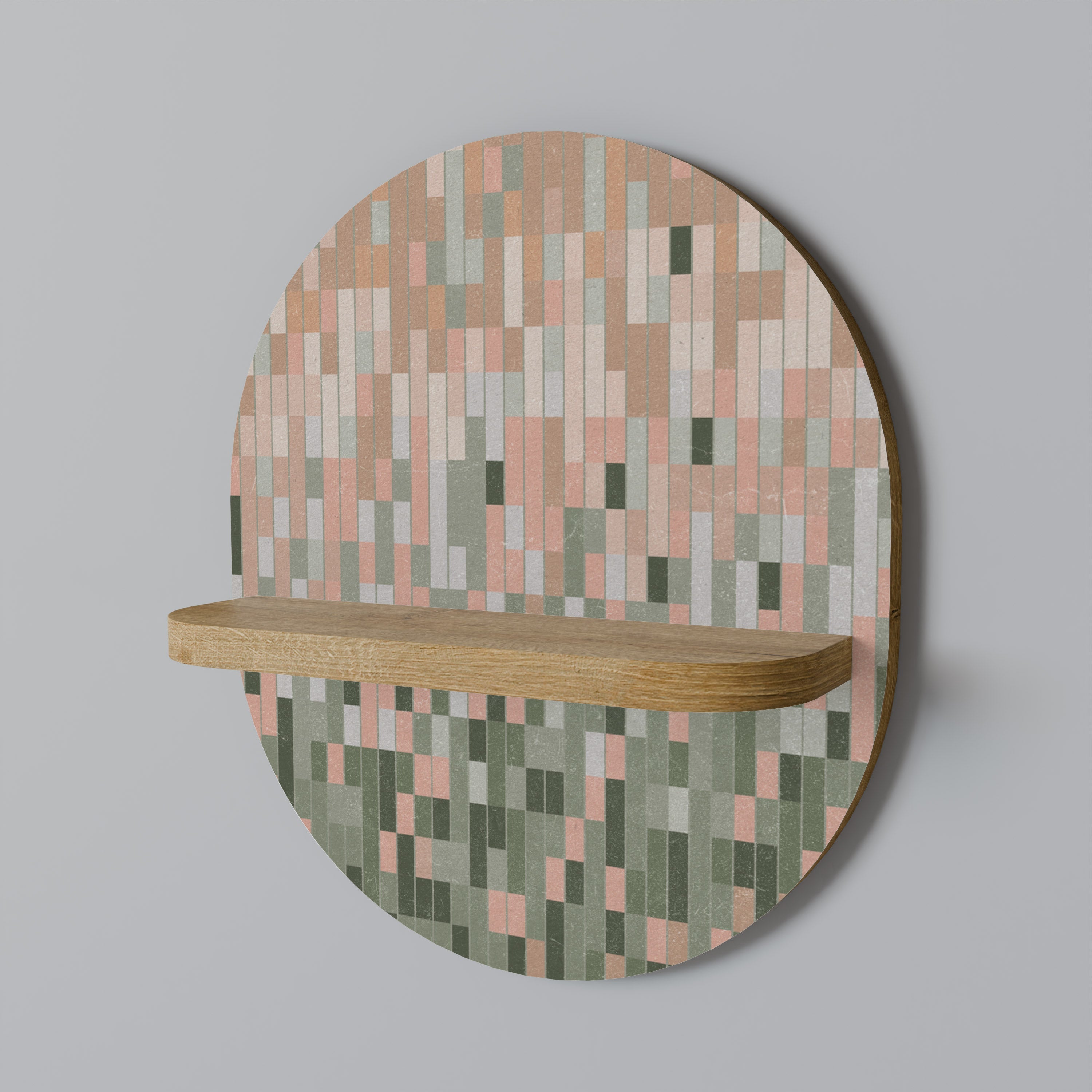 CONSTRUIRE L'AVENIR Étagère d'art ovale effet chêne