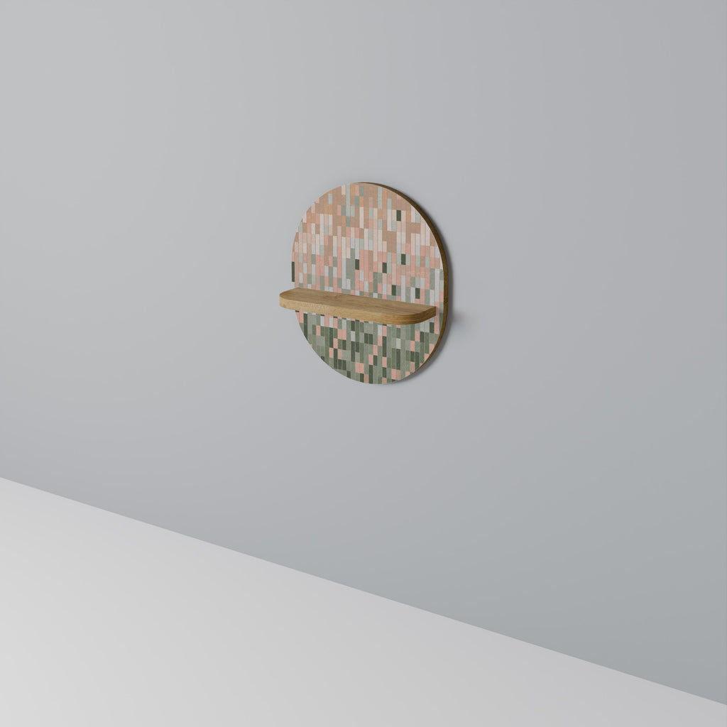 CONSTRUIRE L'AVENIR Étagère d'art ovale effet chêne