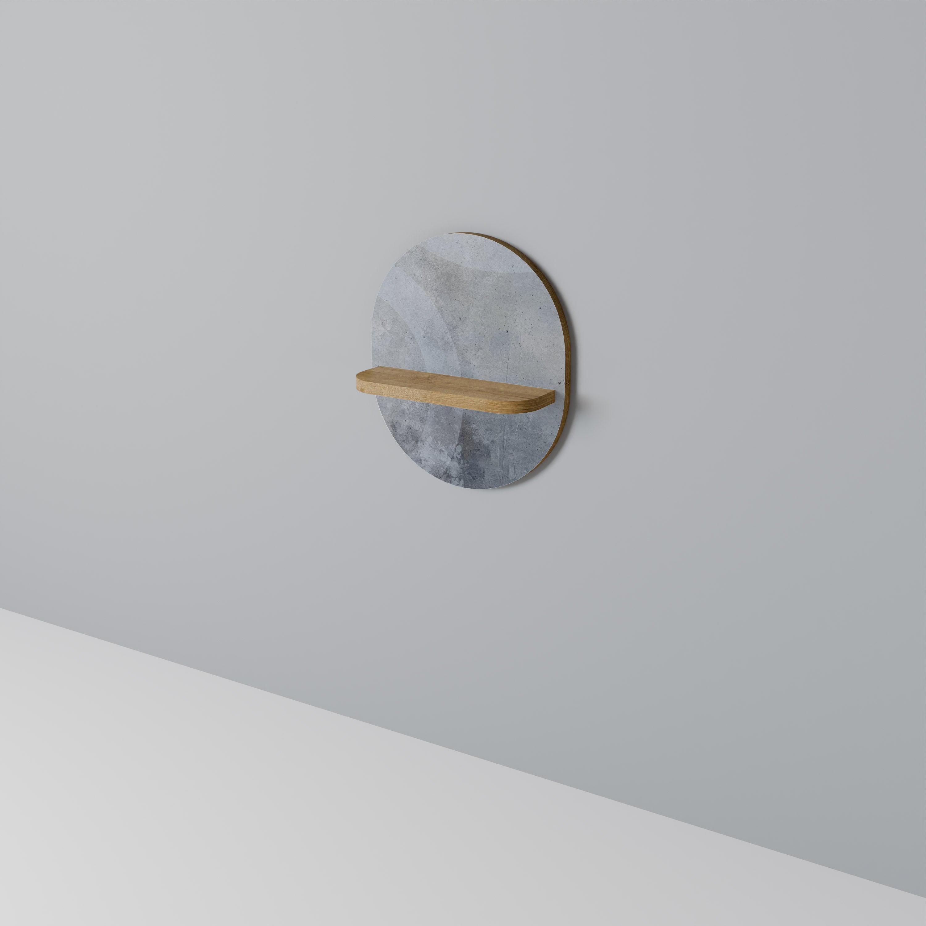 Étagère d'art ovale MUTED ARC effet chêne