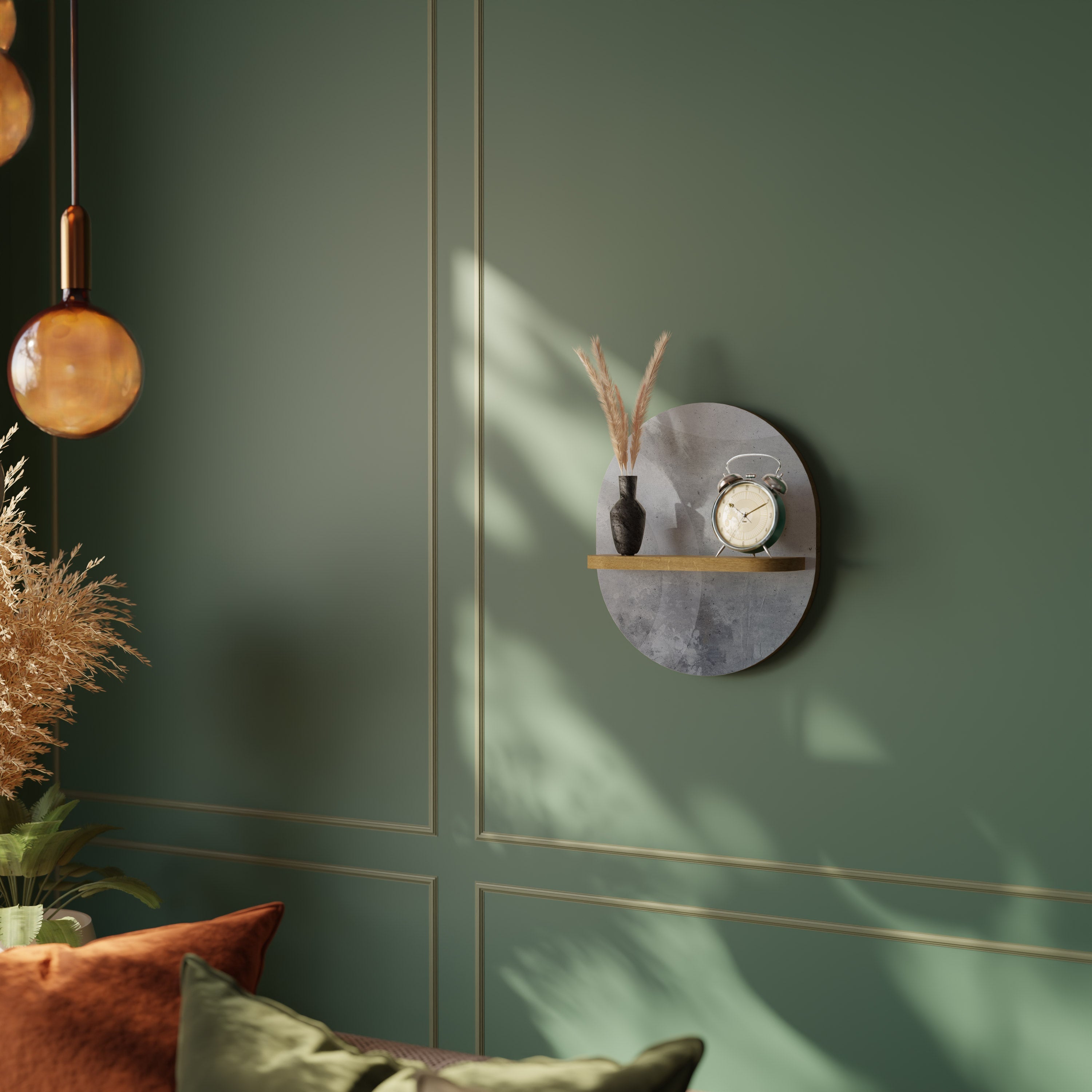 Étagère d'art ovale MUTED ARC effet chêne