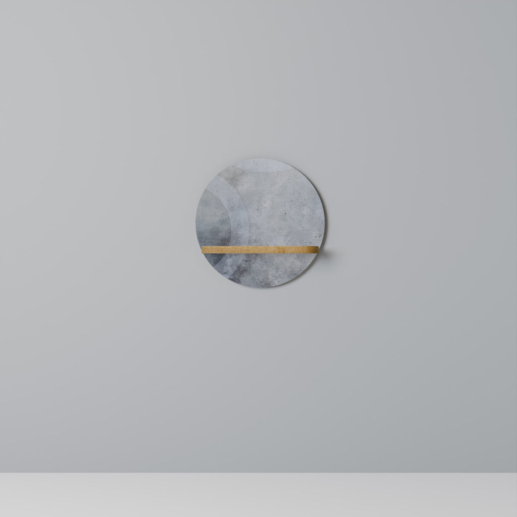 Étagère d'art ronde MUTED ARC effet chêne