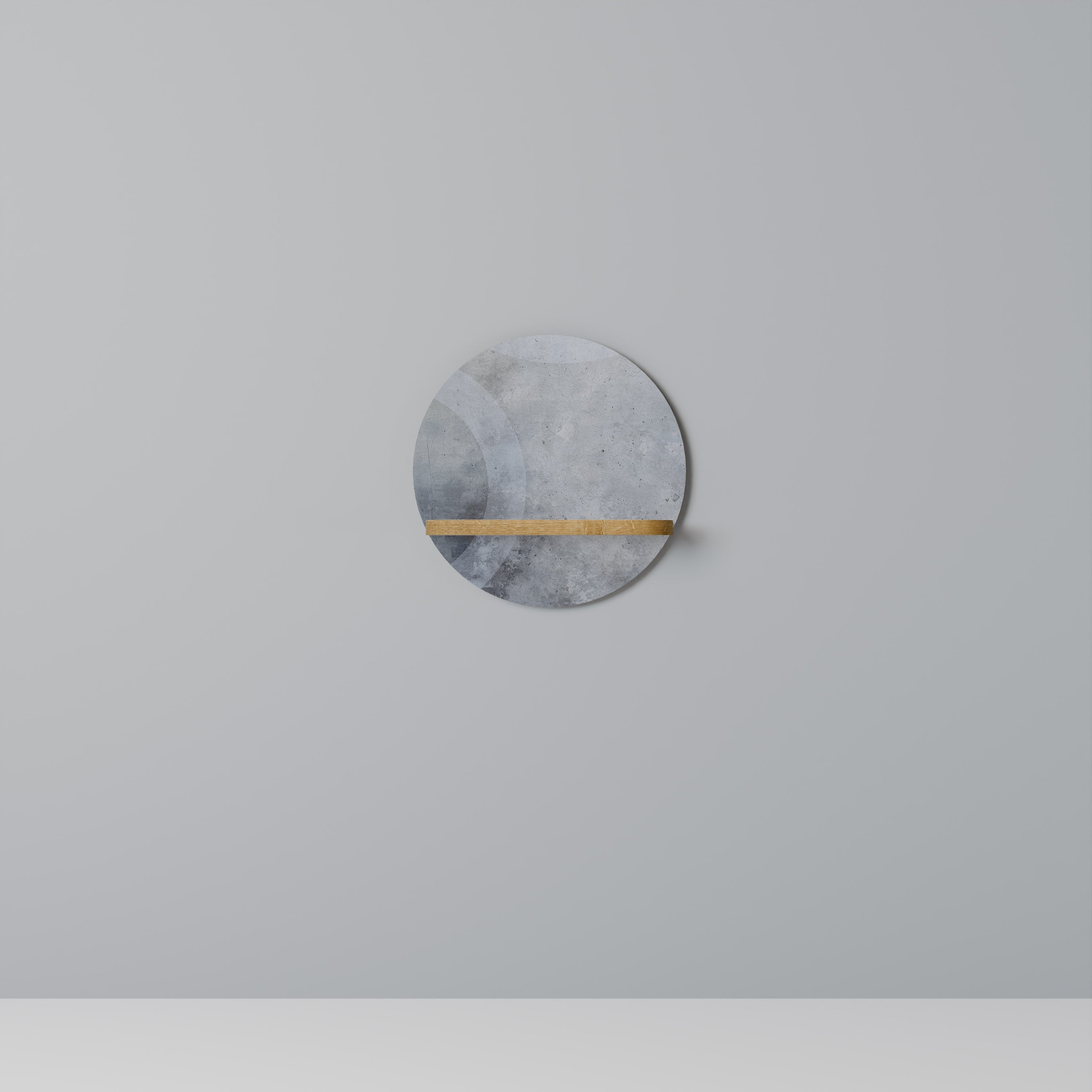 Étagère d'art ronde MUTED ARC effet chêne