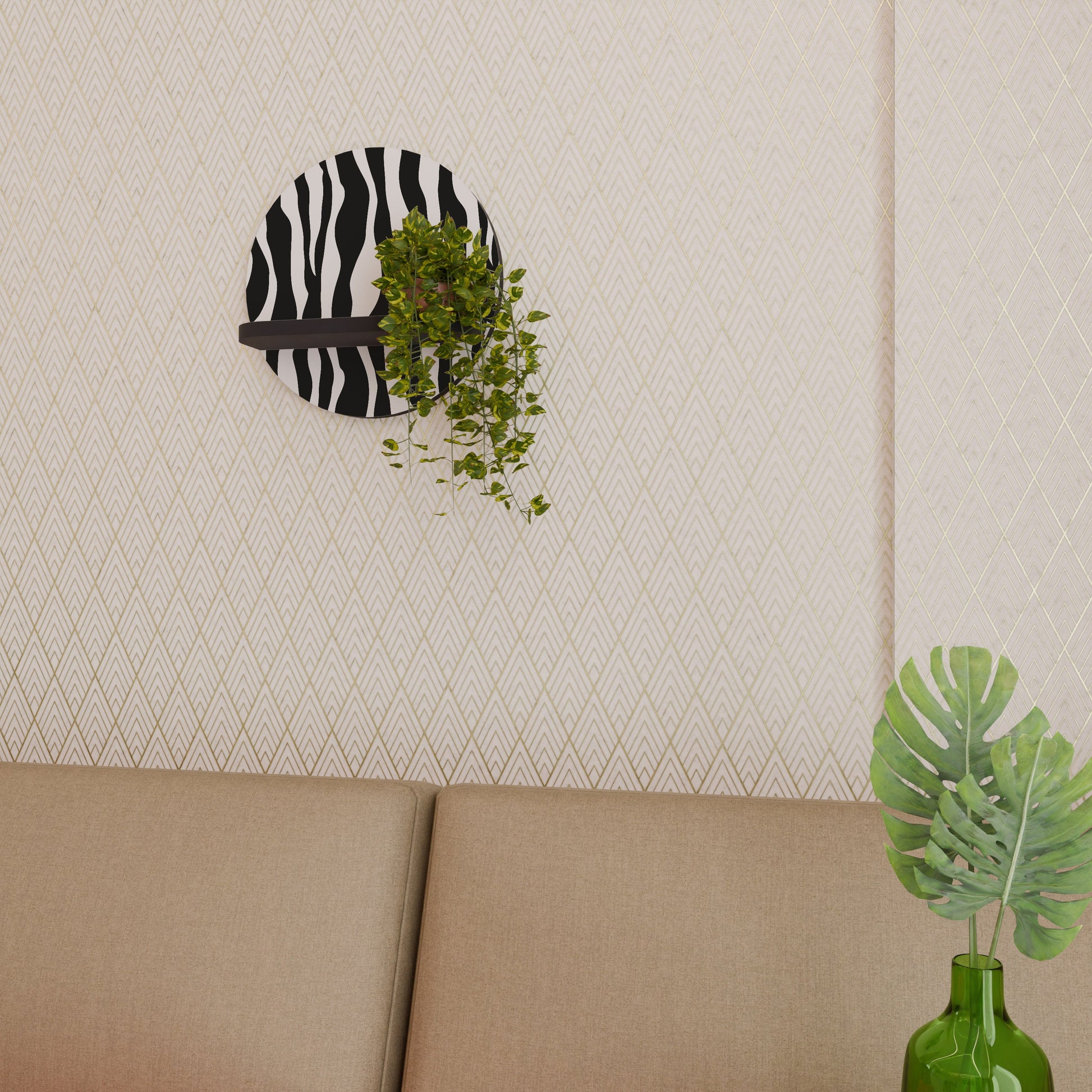 Étagère d'art ronde ZEBRA ECHOES en finition noire