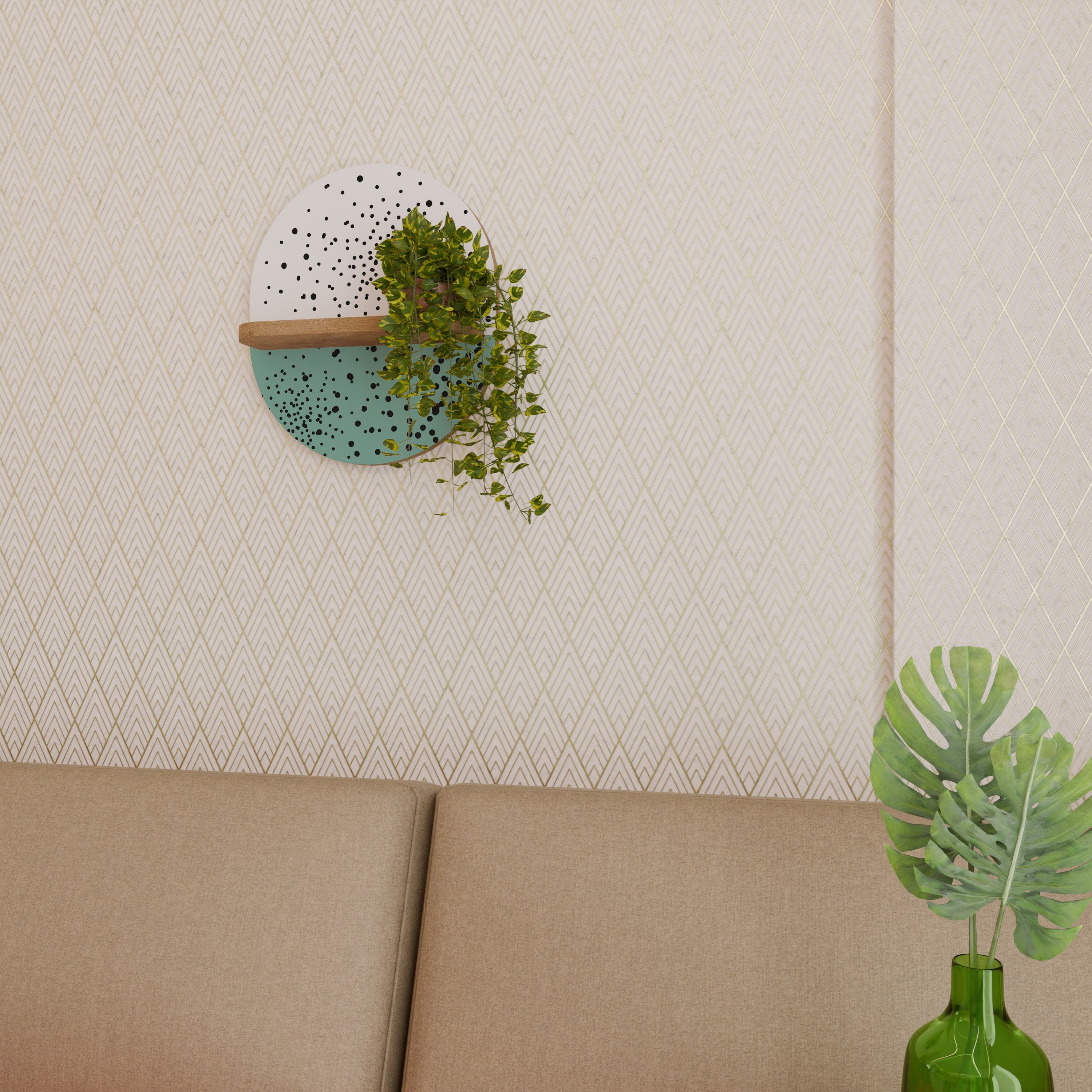 Étagère d'art ovale DOTTED DELIGHTS effet chêne