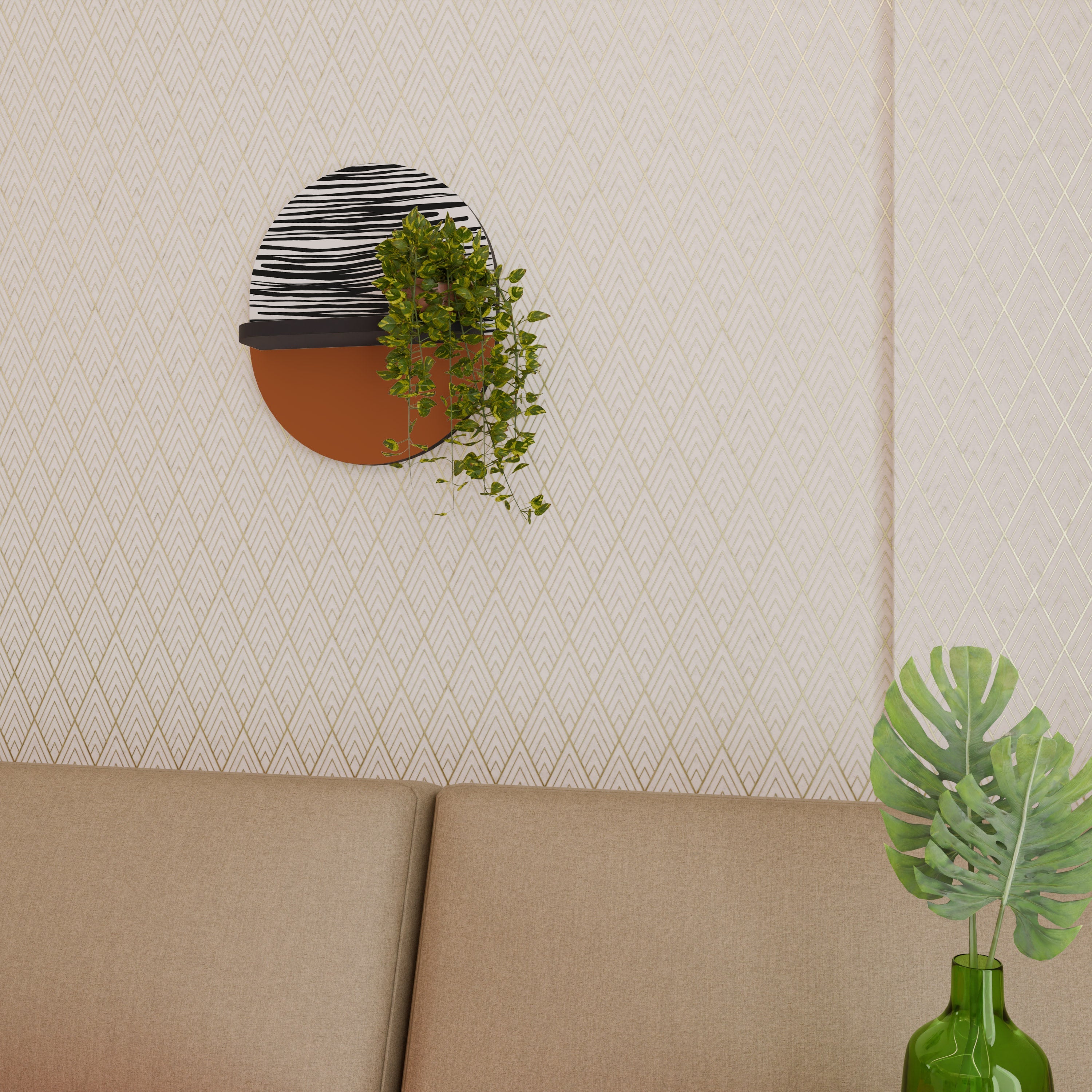 Étagère d'art ovale RADIANT ZEBRA en finition noire