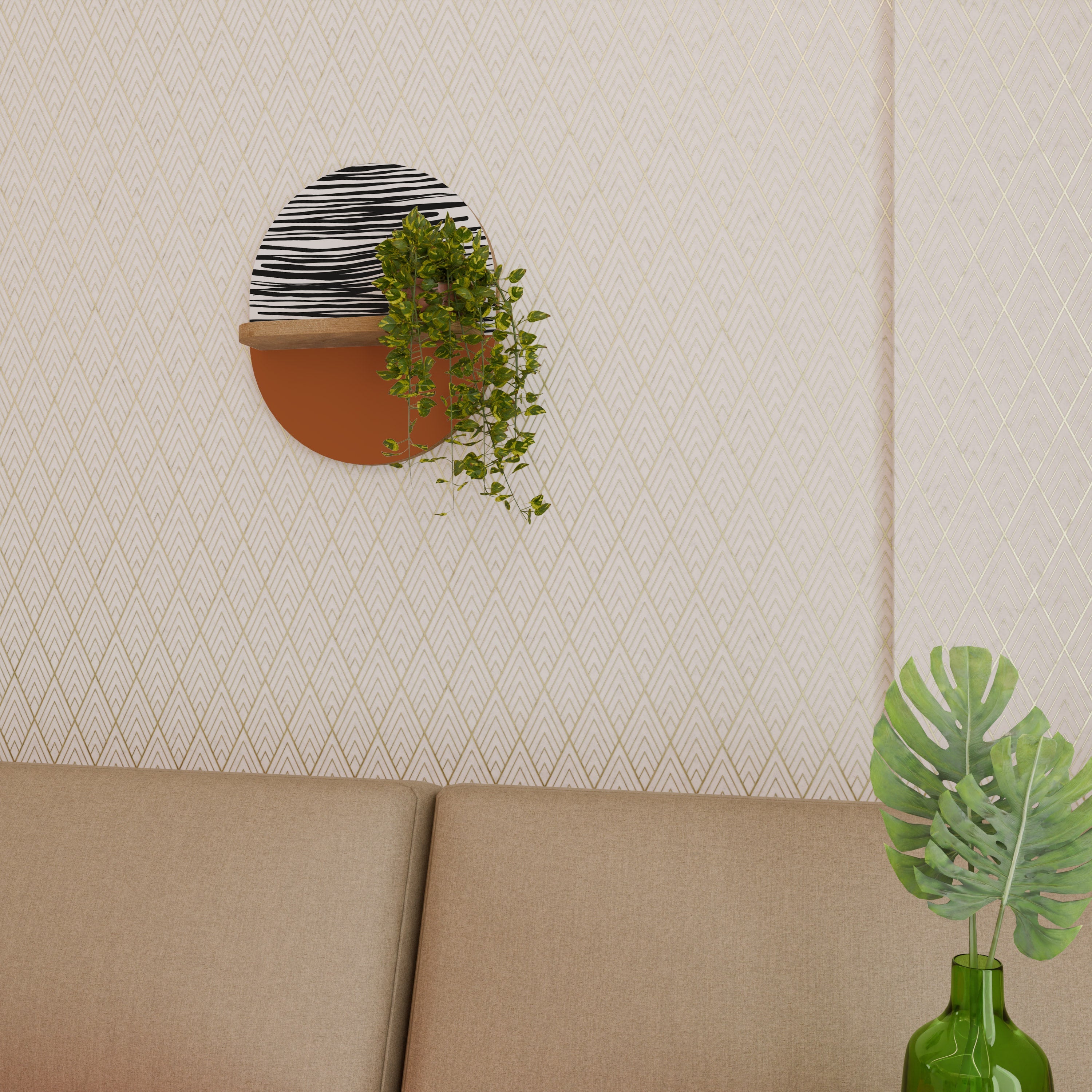 Étagère d'art ovale RADIANT ZEBRA effet chêne