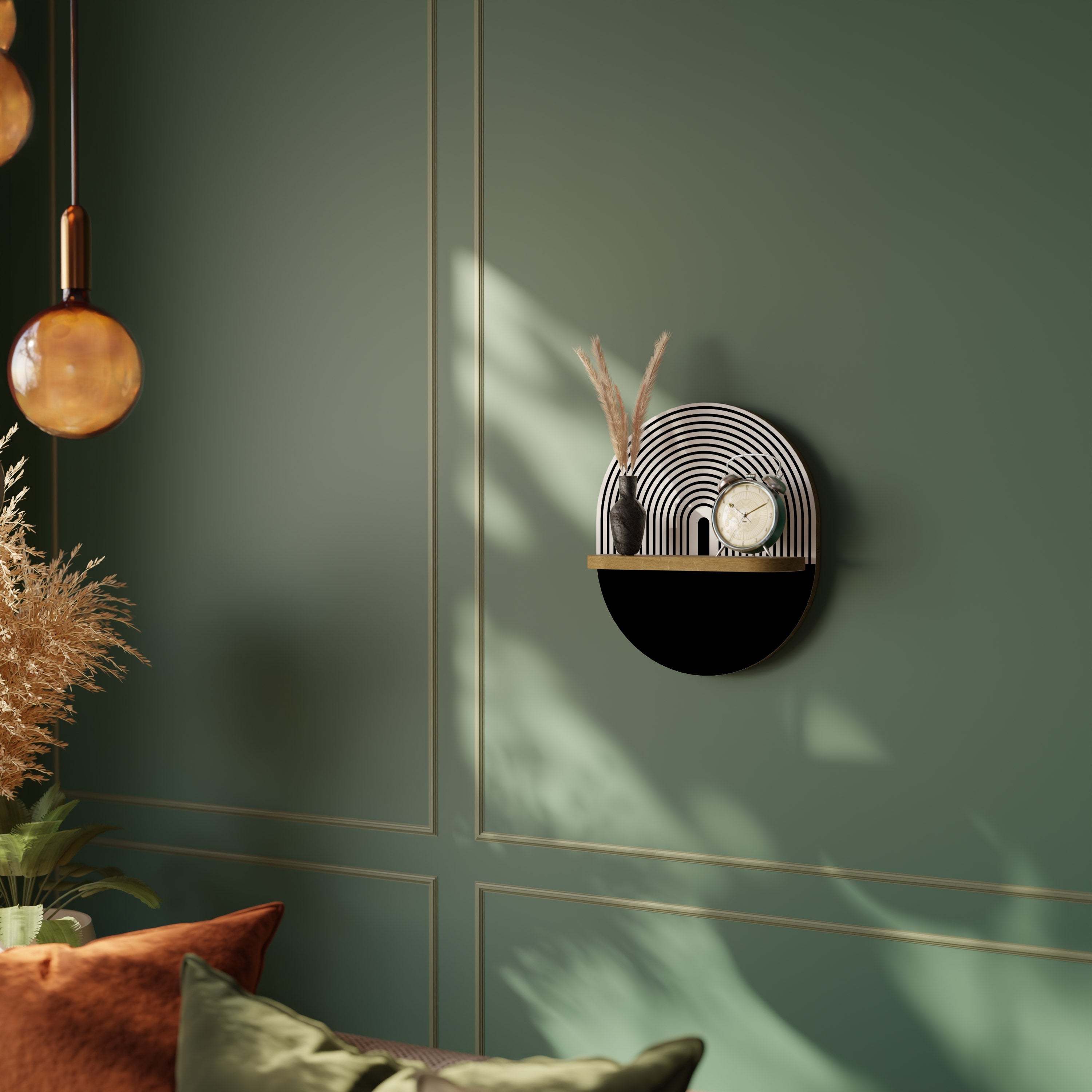 Étagère d'art ovale DUSK VIBRATION effet chêne