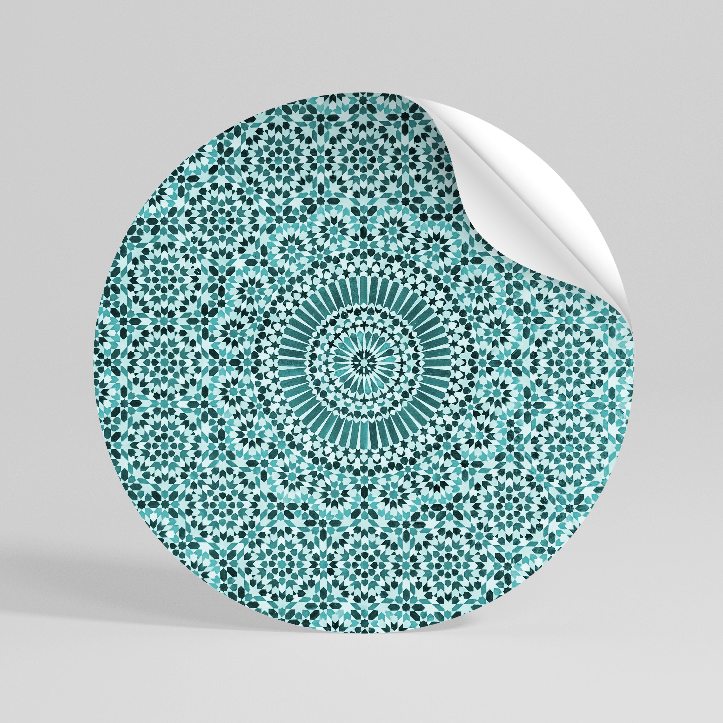 MOROCCAN TURQUOISE Peel and Stick Round Sticker