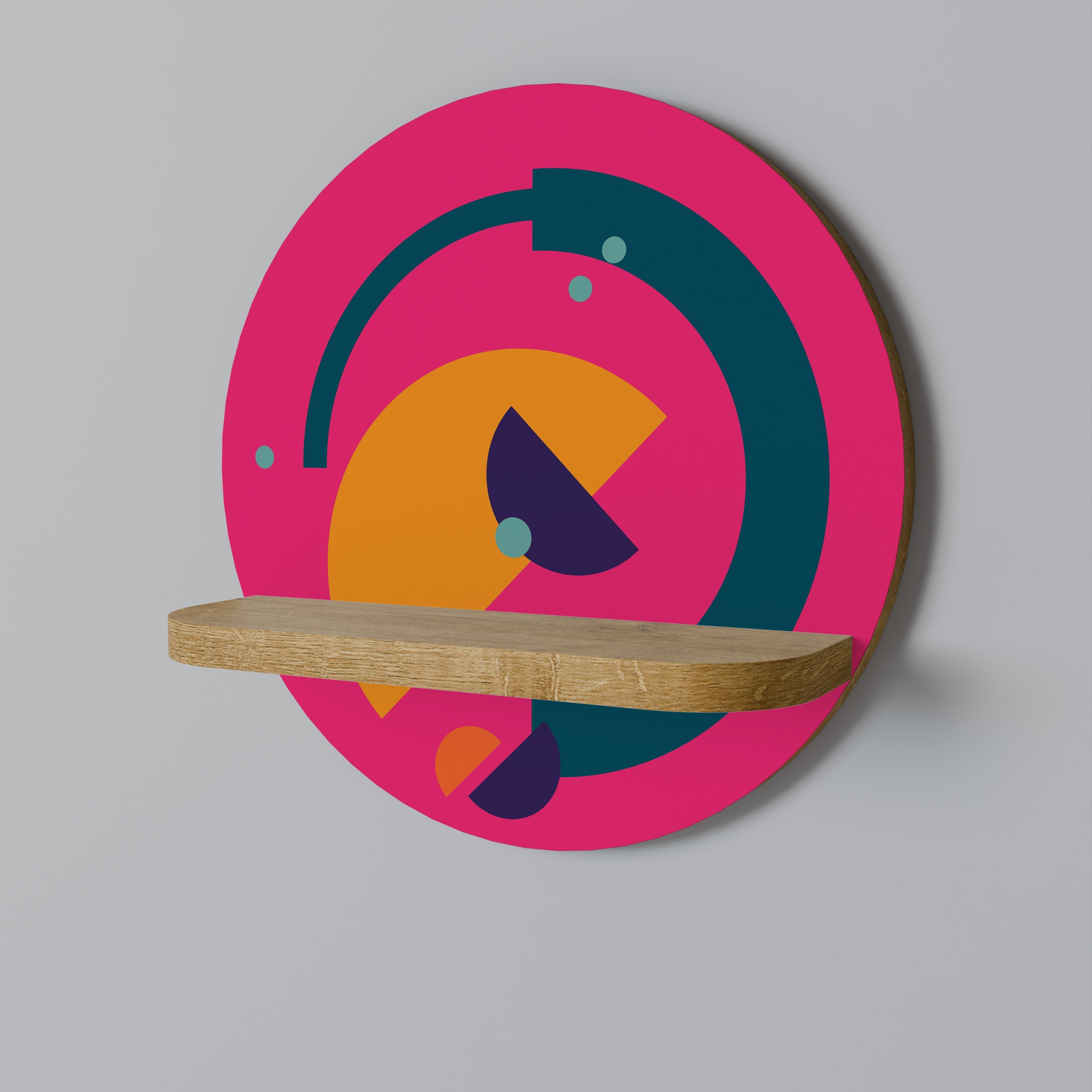 Étagère d'art ronde VIVID VISIONARY effet chêne