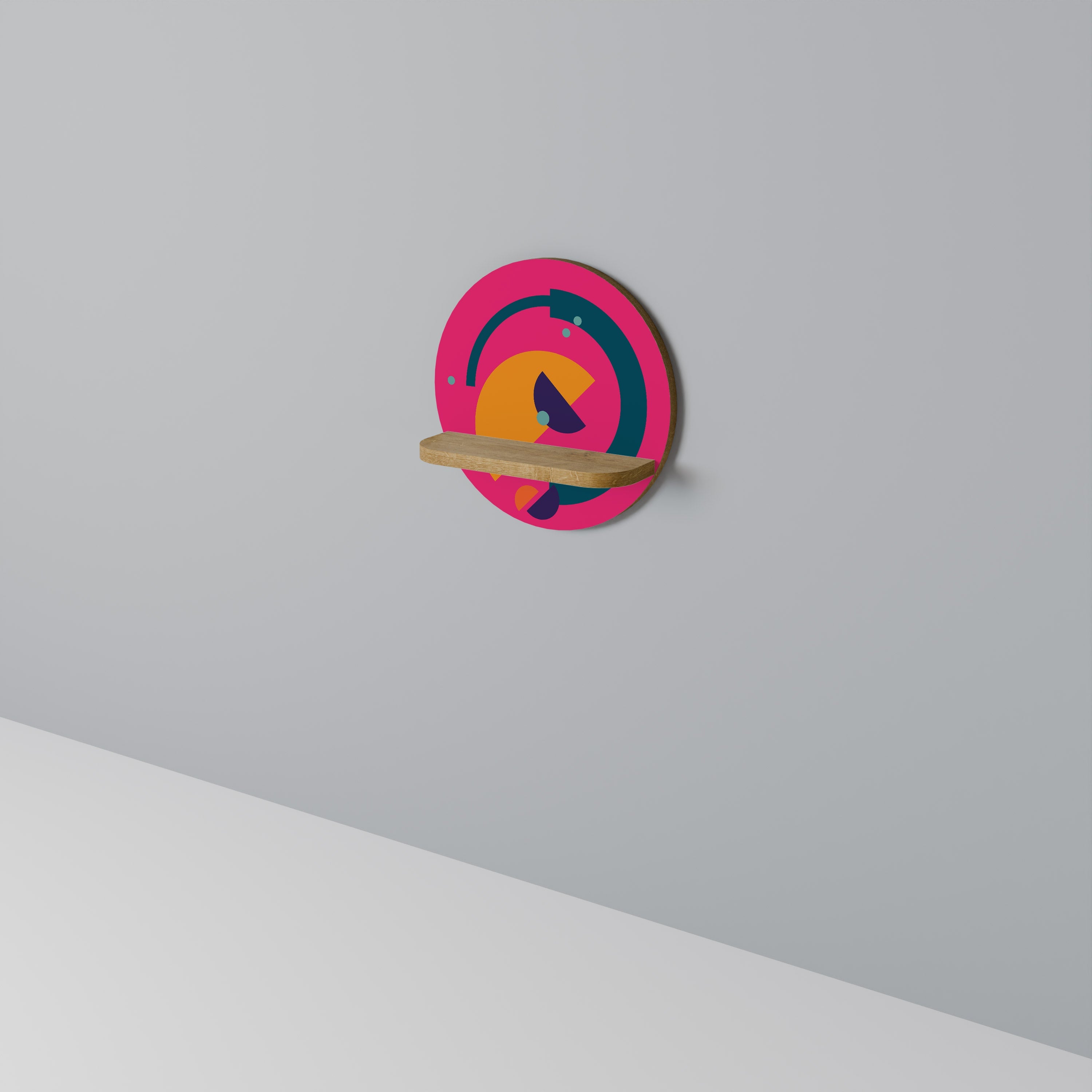 Étagère d'art ronde VIVID VISIONARY effet chêne