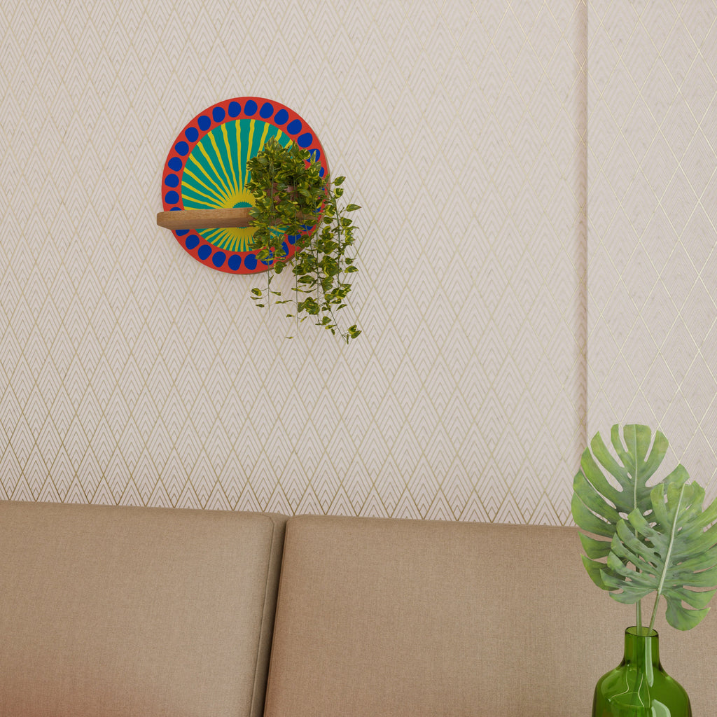 Étagère d'art ronde SHIMMER SPECTRUM effet chêne