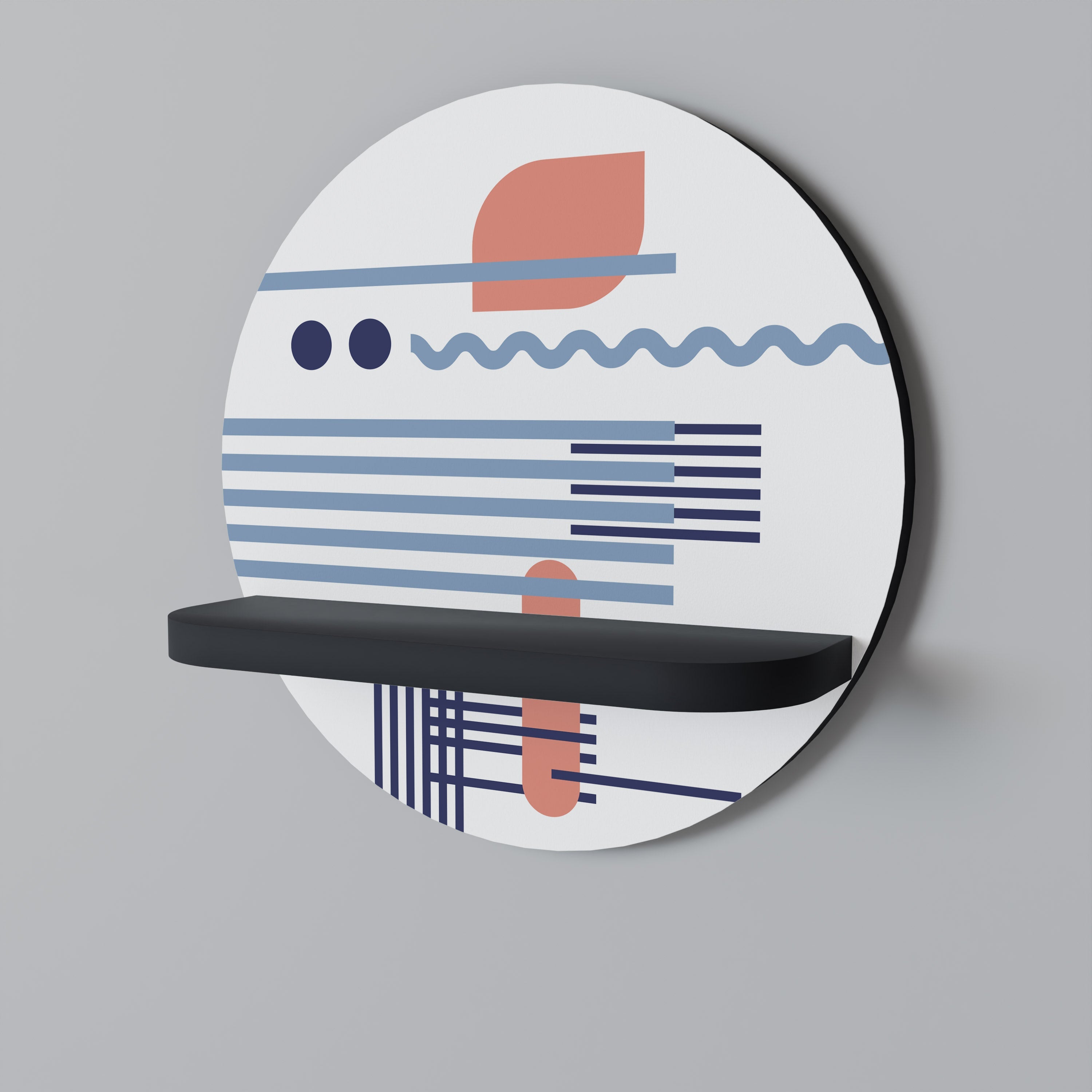 Étagère d'art ronde VIBRANT VERSE en finition noire