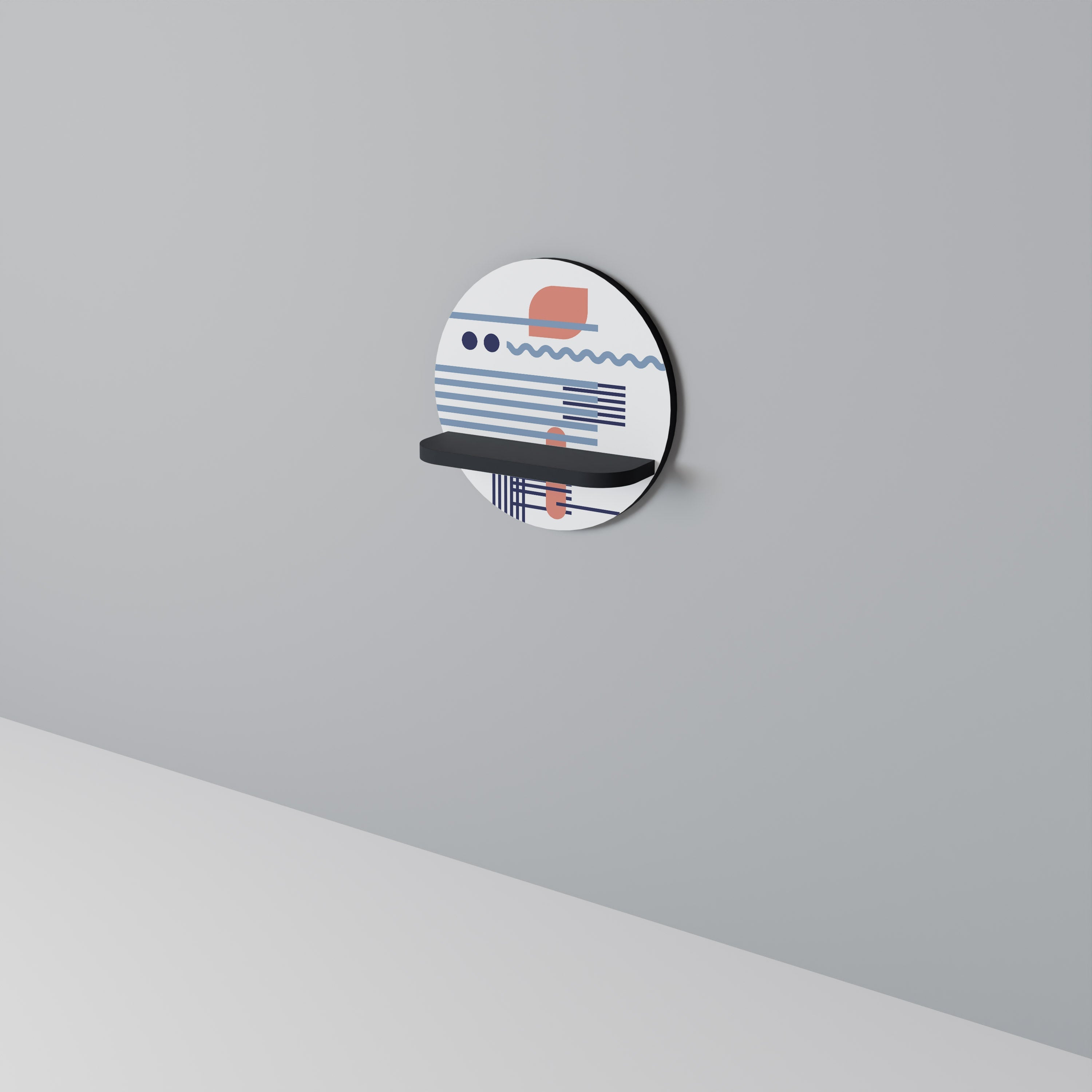 Étagère d'art ronde VIBRANT VERSE en finition noire