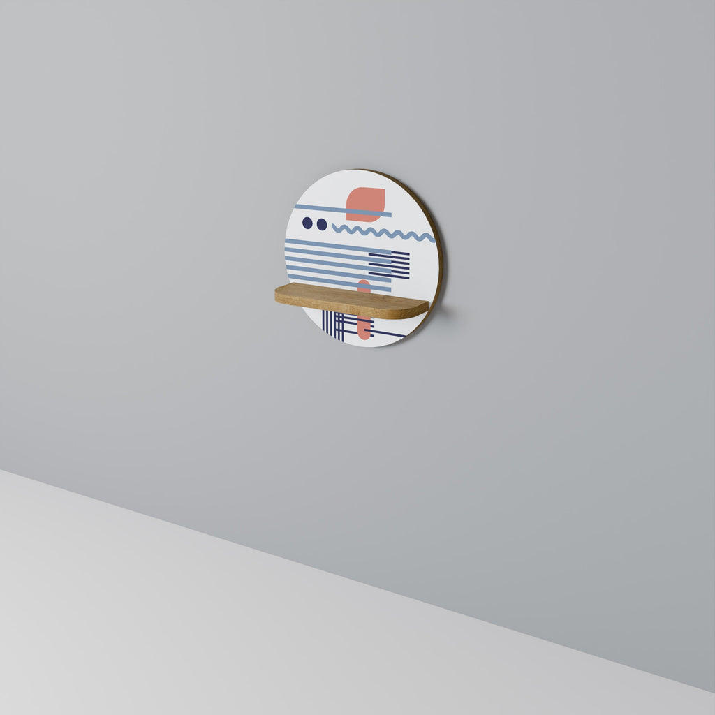 Étagère d'art ronde VIBRANT VERSE effet chêne