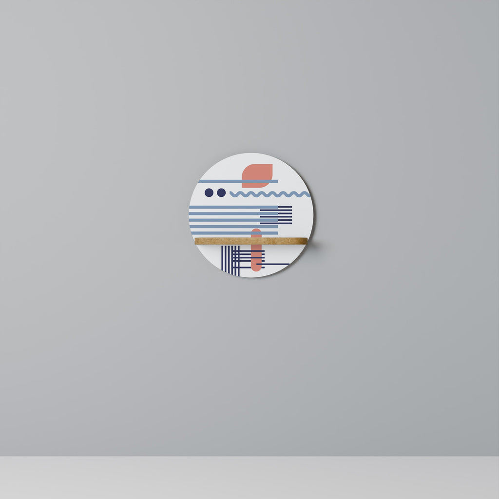 Étagère d'art ronde VIBRANT VERSE effet chêne