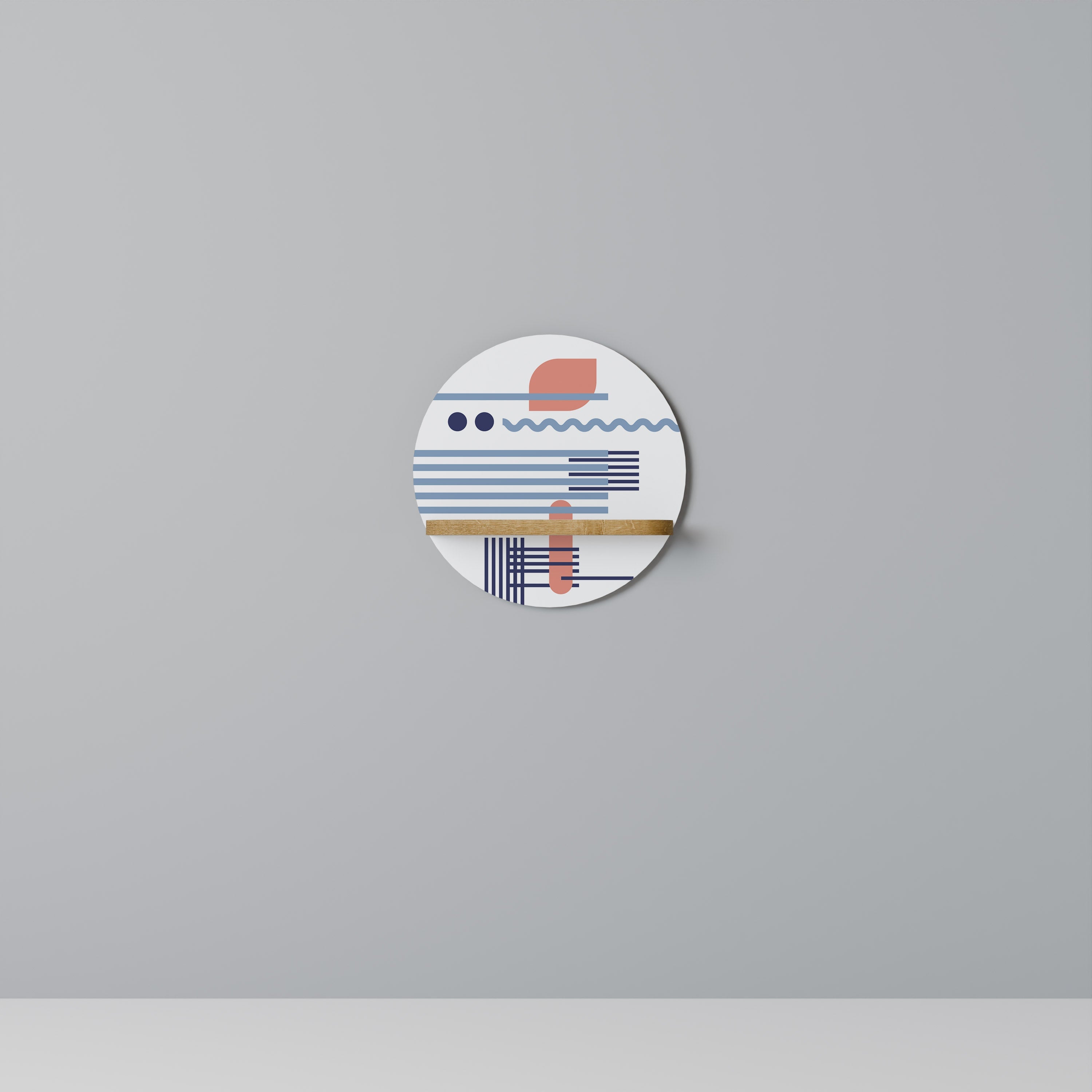 Étagère d'art ronde VIBRANT VERSE effet chêne