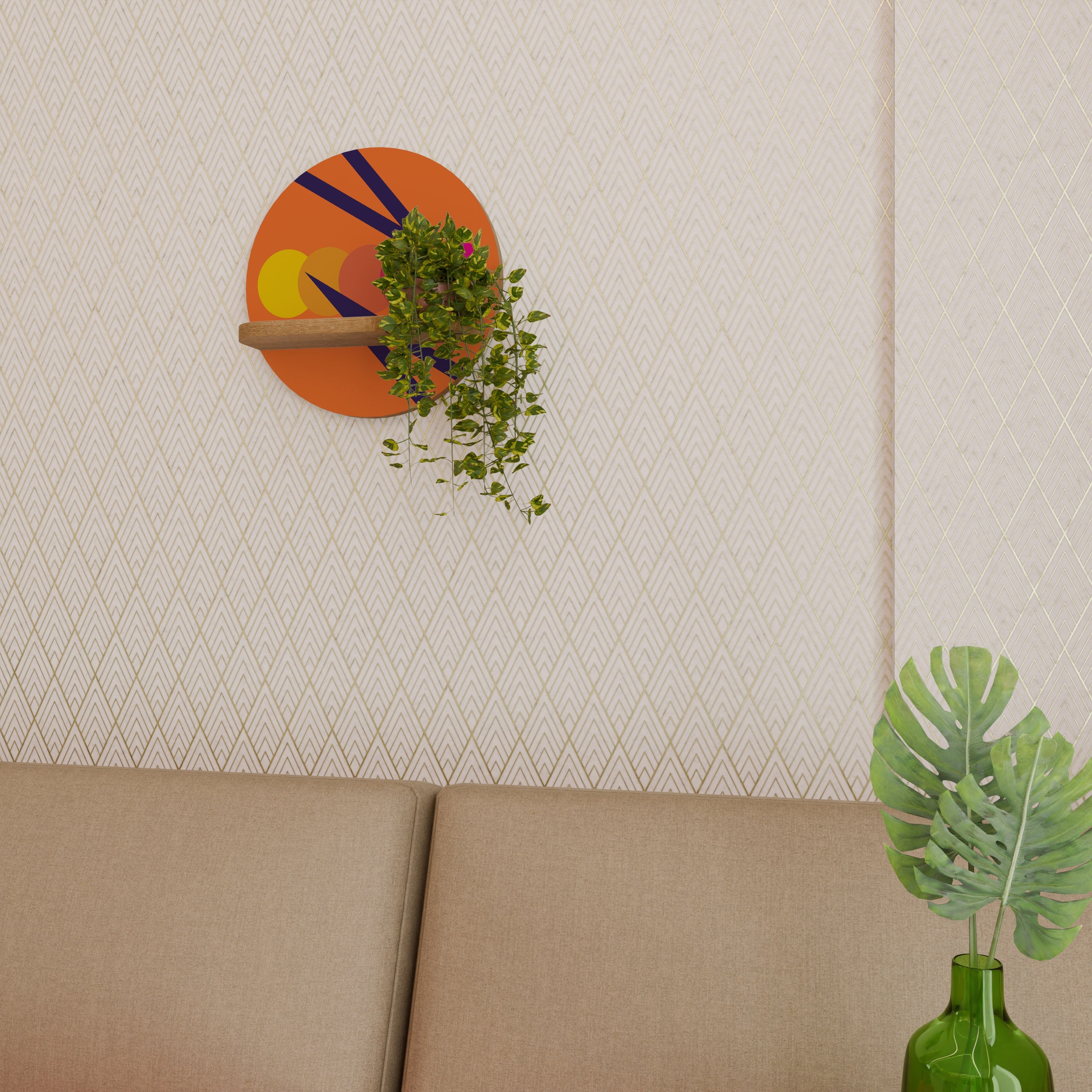 Étagère d'art ronde ON THE DOT BLADE effet chêne