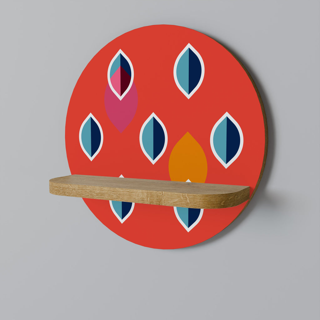 Étagère d'art ronde SYNCHRO ON FIRE effet chêne