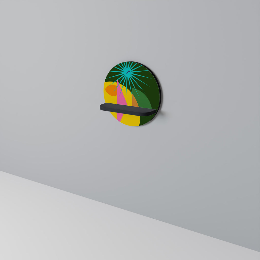 RADIANT RAY Round Art Shelf In Black Finish