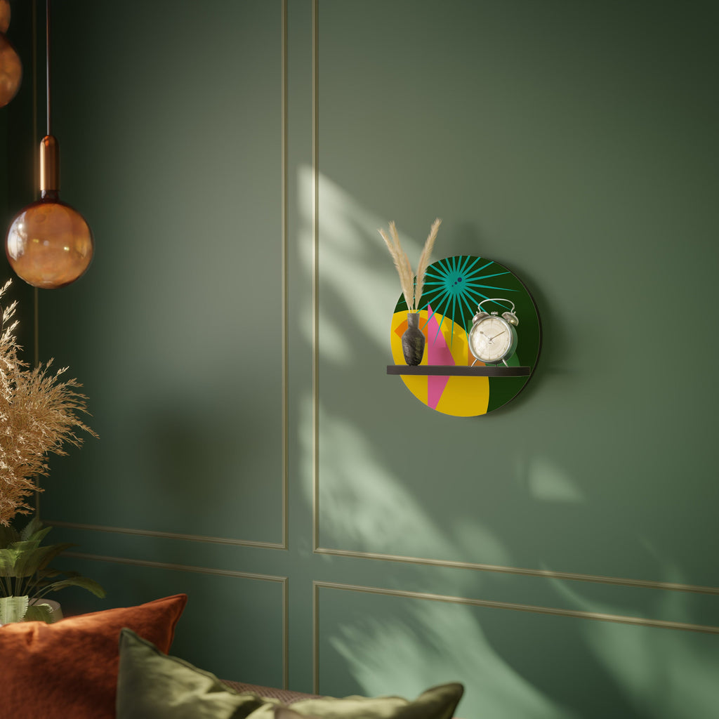 RADIANT RAY Round Art Shelf In Black Finish