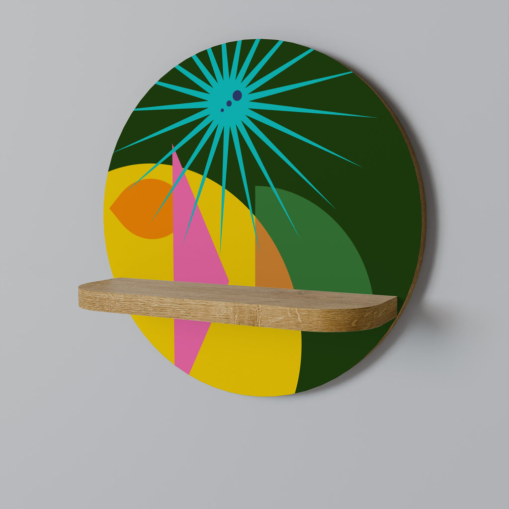 Étagère d'art ronde RADIANT RAY effet chêne