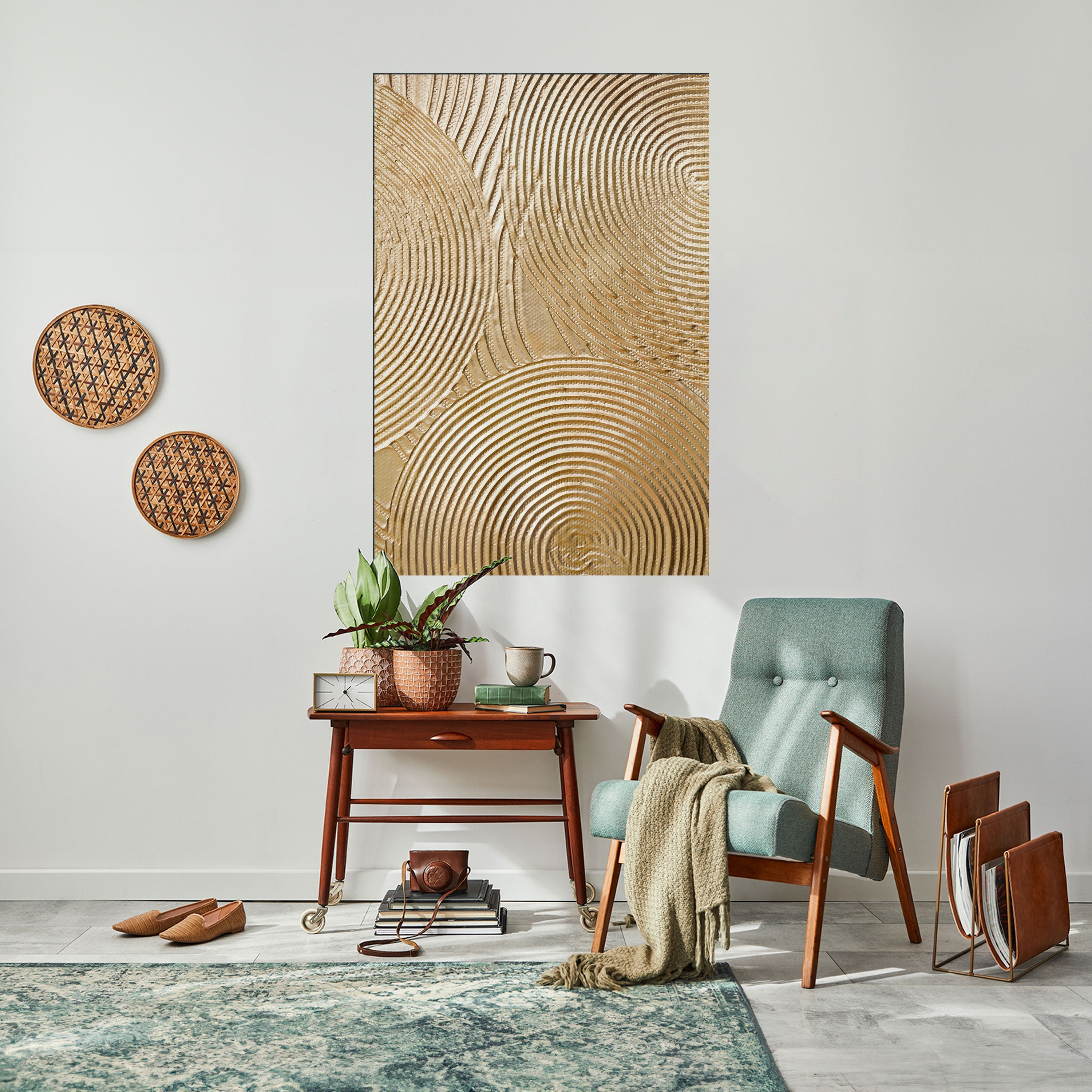 Affiche verticale autocollante « Golden Waves Unfold »