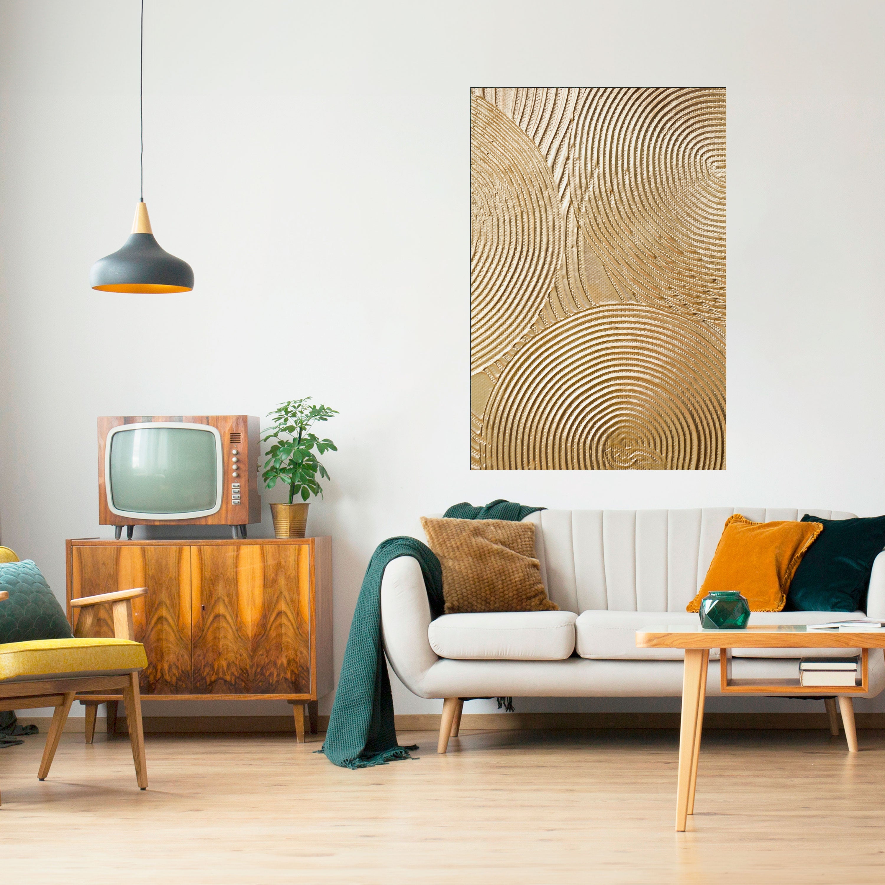 Affiche verticale autocollante « Golden Waves Unfold »