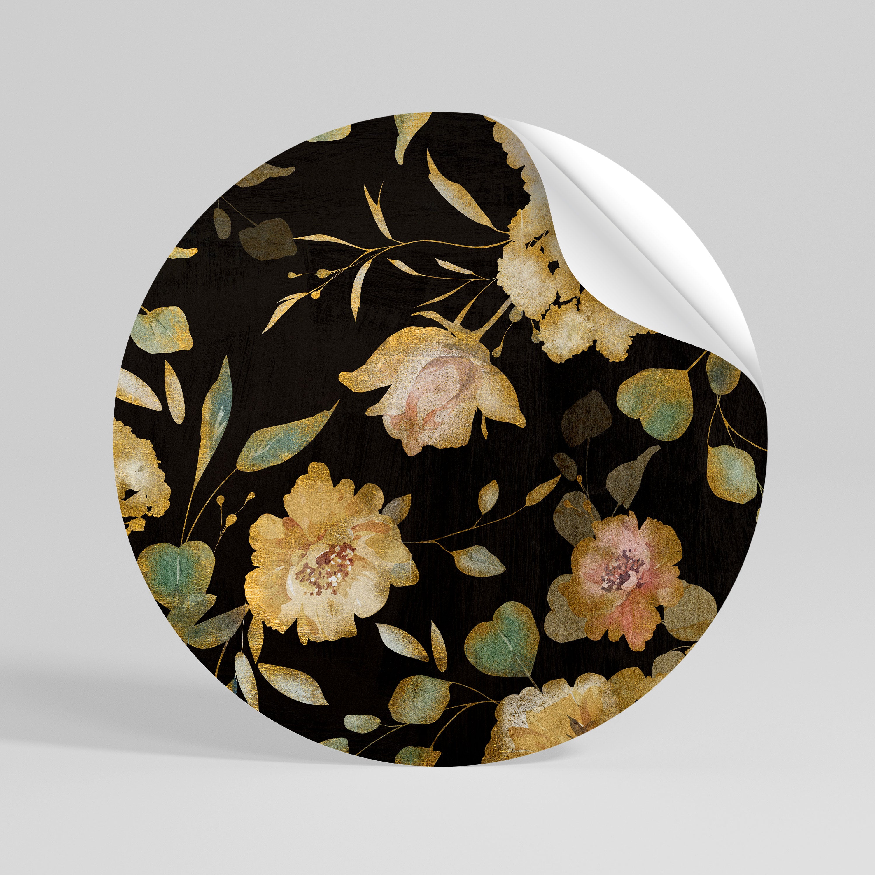 MODEST FLORAL Peel and Stick Round Sticker