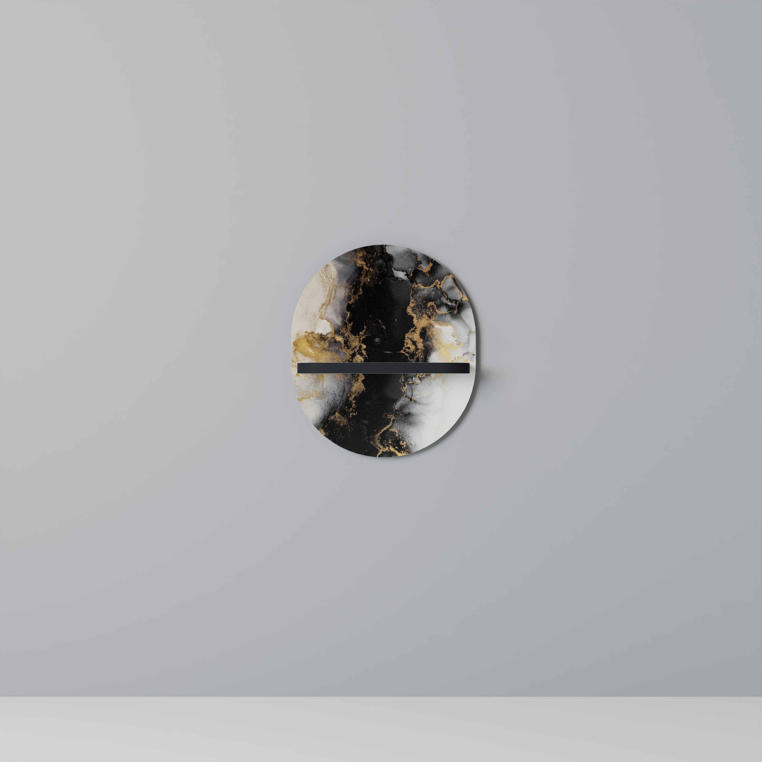 Étagère d'art ovale MARBLE OF TOMMORROW en finition noire