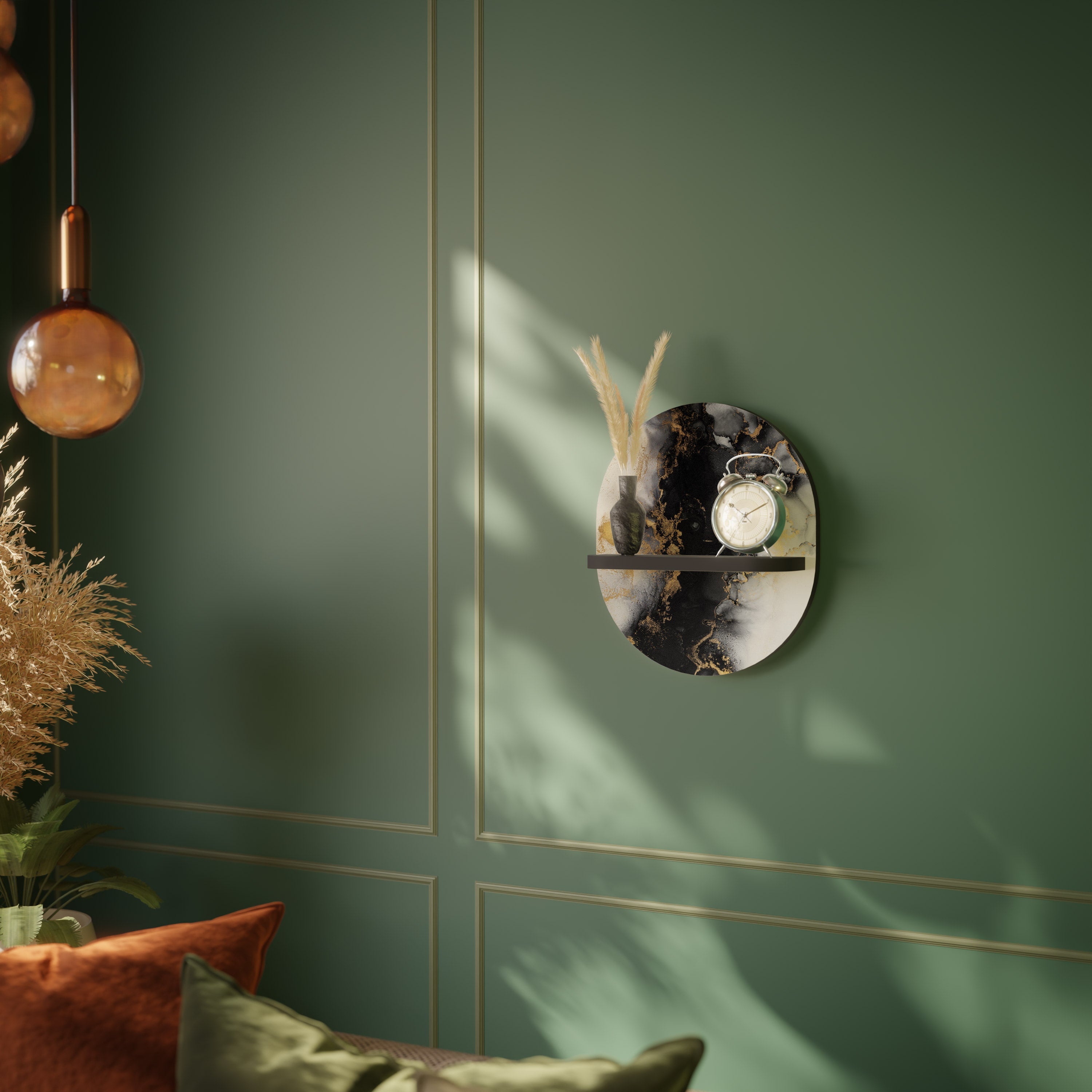 Étagère d'art ovale MARBLE OF TOMMORROW en finition noire