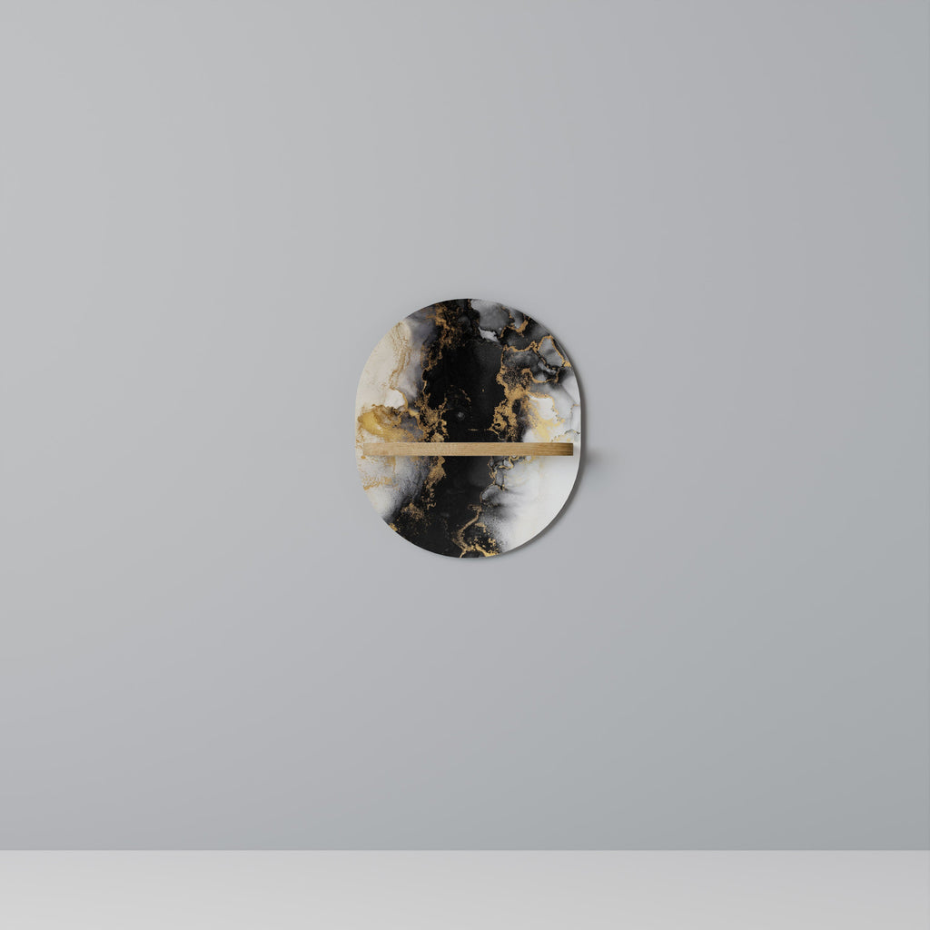 Étagère d'art ovale MARBLE OF TOMMORROW effet chêne