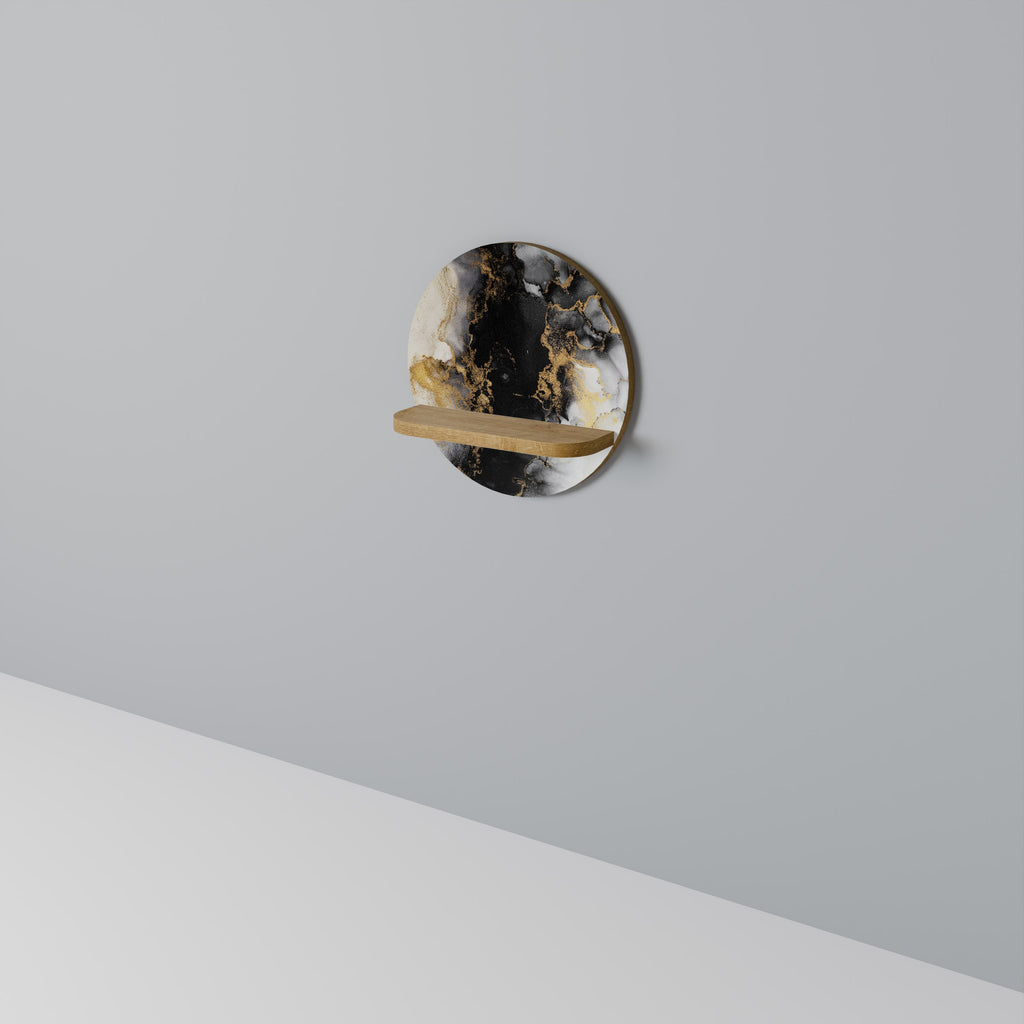 Étagère d'art ronde MARBLE OF TOMMORROW effet chêne