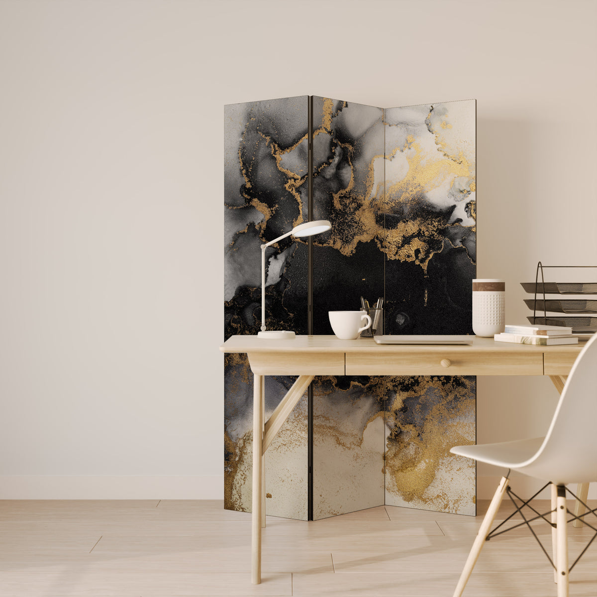 MARBLE OF TOMMORROW 3-Panel Room Divider