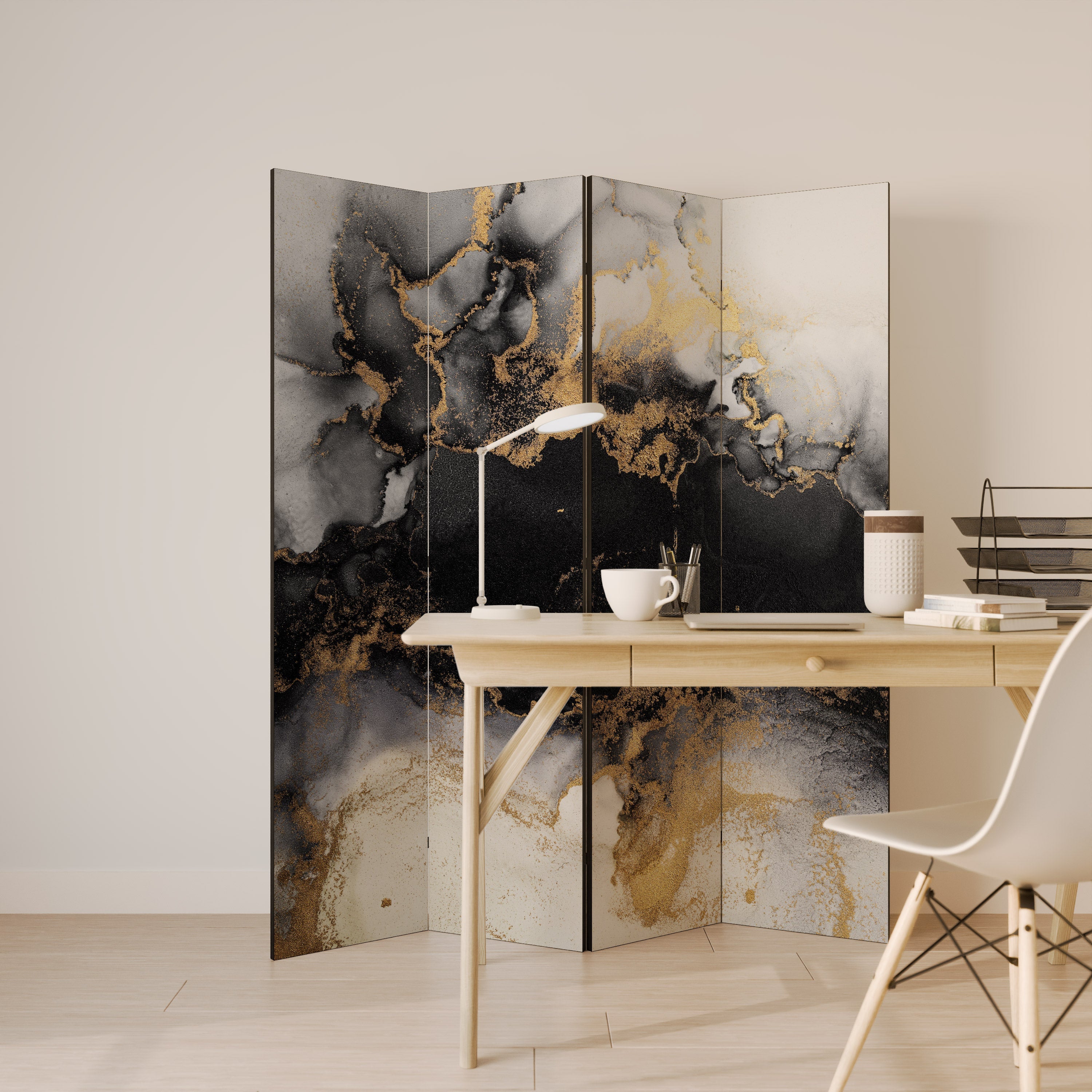 Paravent décoratif à 4 panneaux MARBLE OF TOMROW