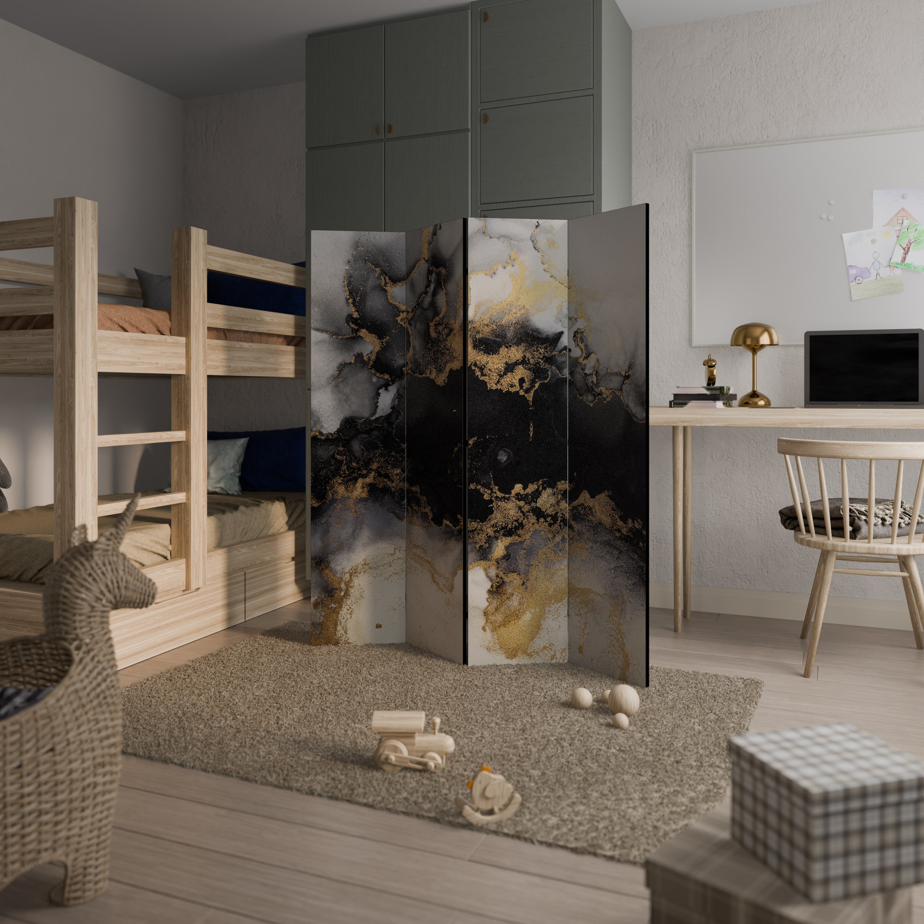 MARBLE OF TOMMORROW 4-Panel Room Divider
