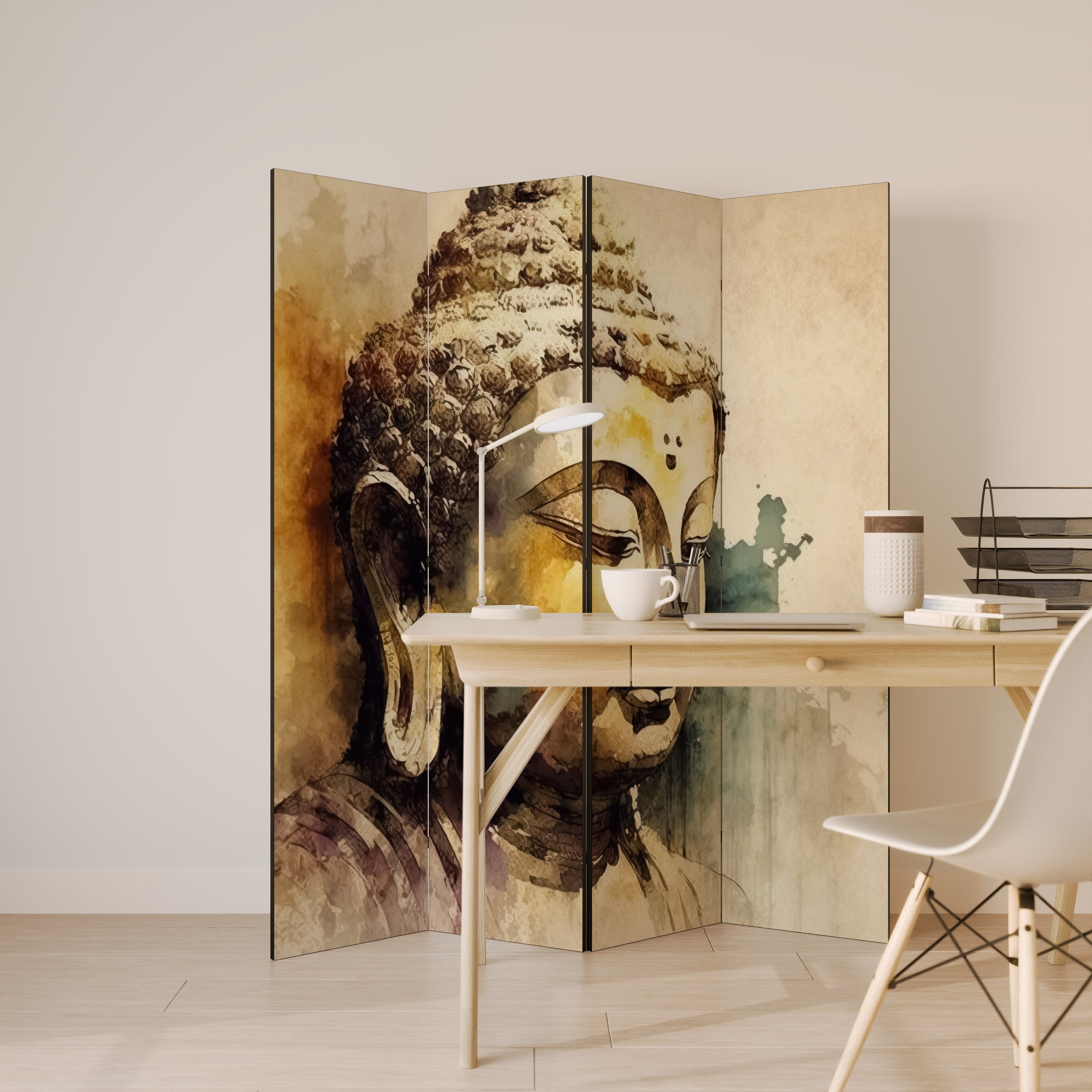 TRANQUIL BUDDHA WHISPERS 4-Panel Room Divider