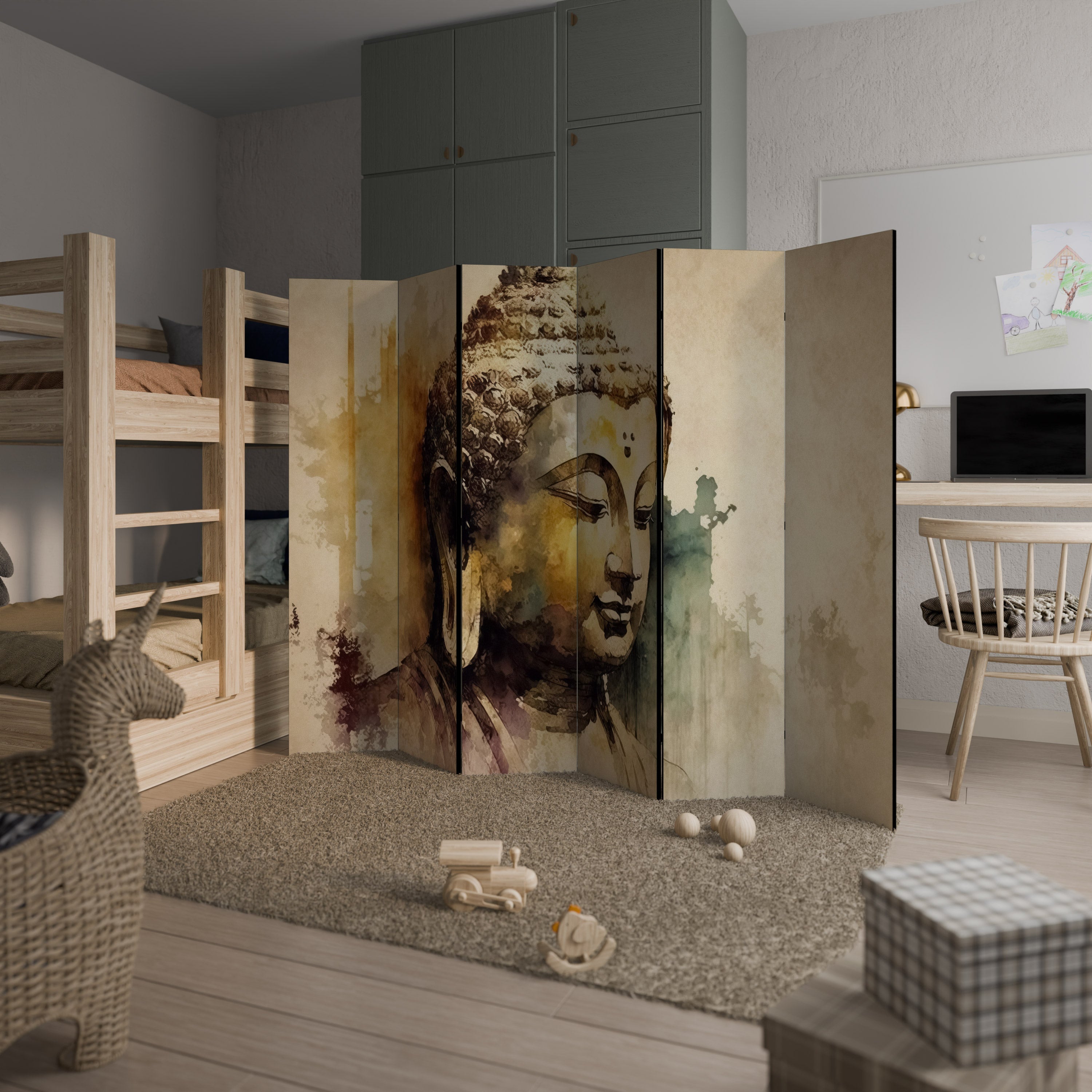 Cloison décorative à 6 panneaux TRANQUIL BUDDHA WHISPERS